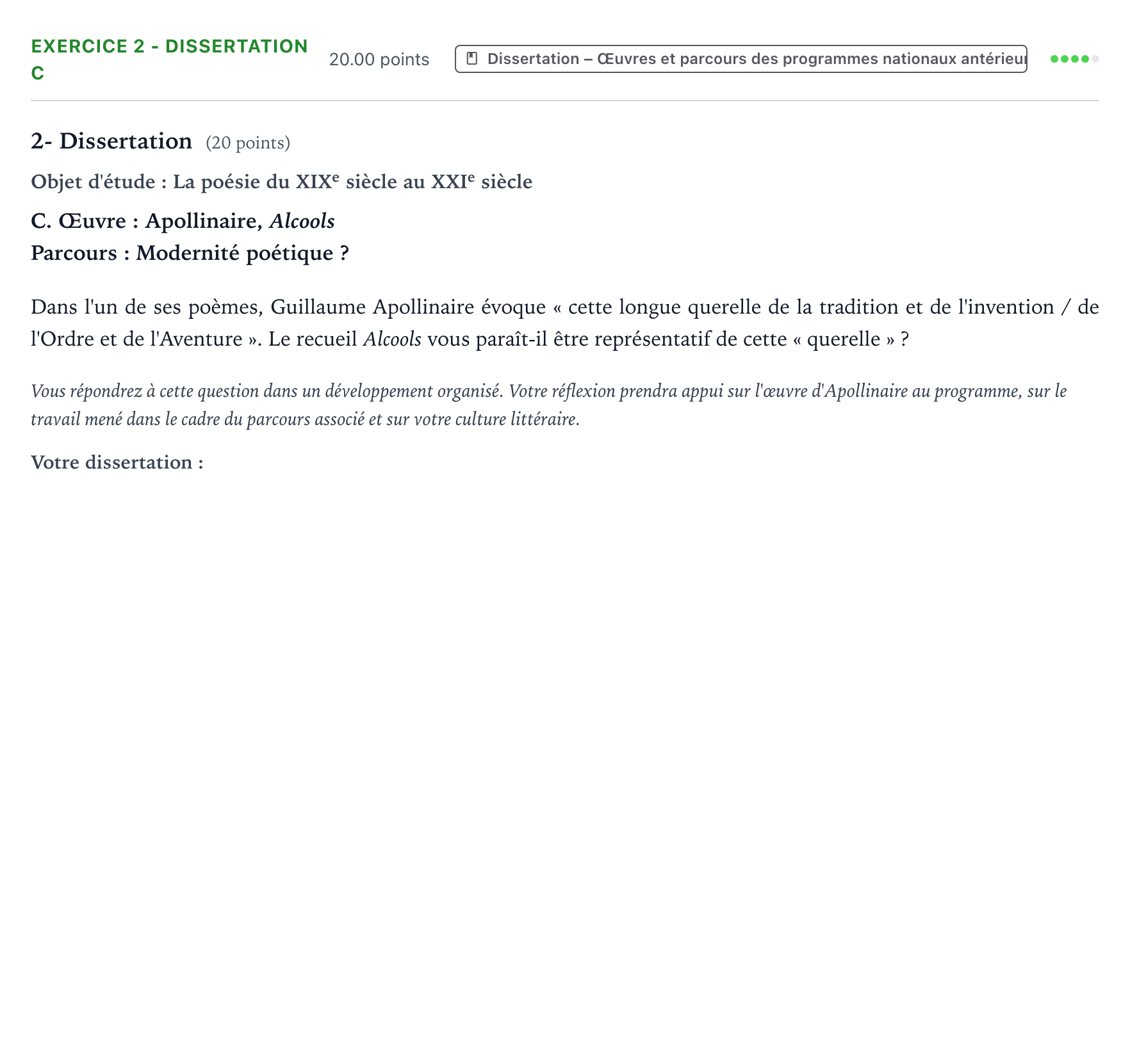 Énoncé: Exercice 2 - Dissertation C · Bac Français (1ère) Antilles-Guyane remplacement 2023