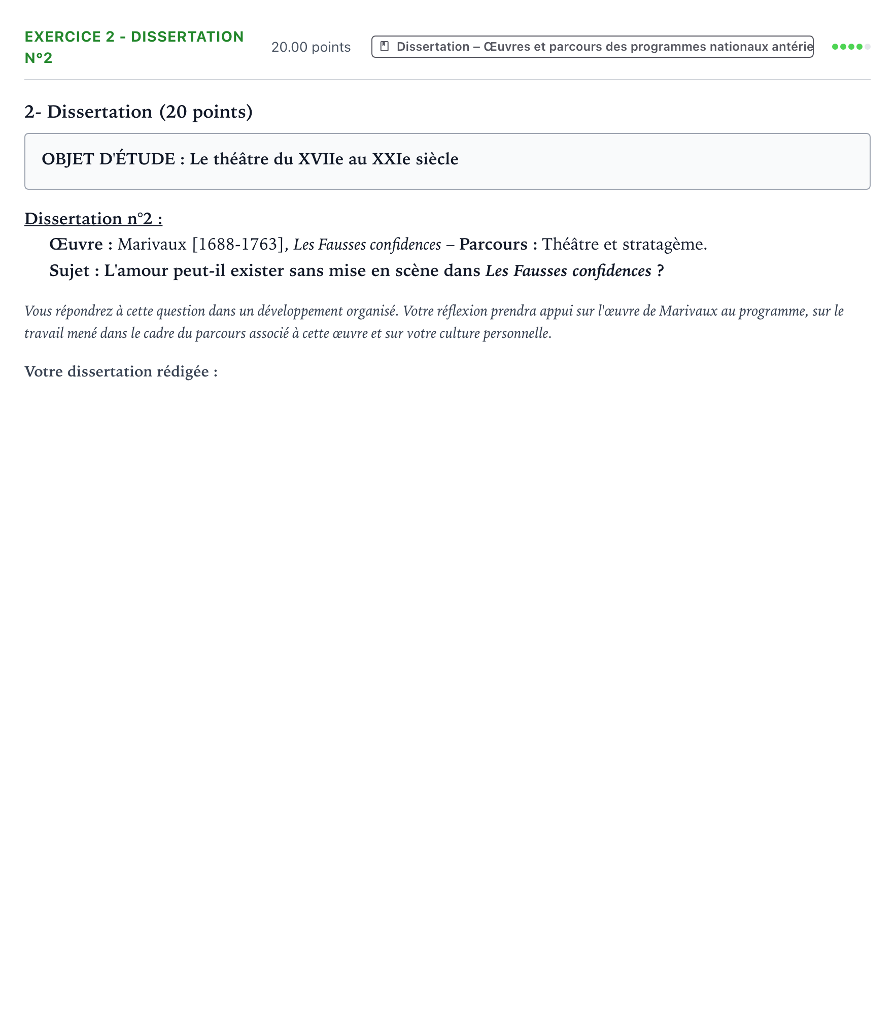 Énoncé: Exercice 2 - Dissertation n°2 · Bac Français (1ère) Nouvelle-Calédonie session normale 2023