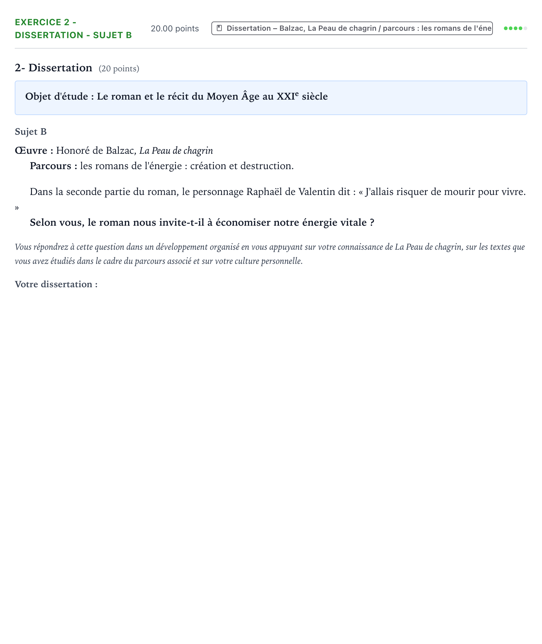 Énoncé: Exercice 2 - Dissertation - Sujet B · Bac Français (1ère) Polynésie session normale 2023