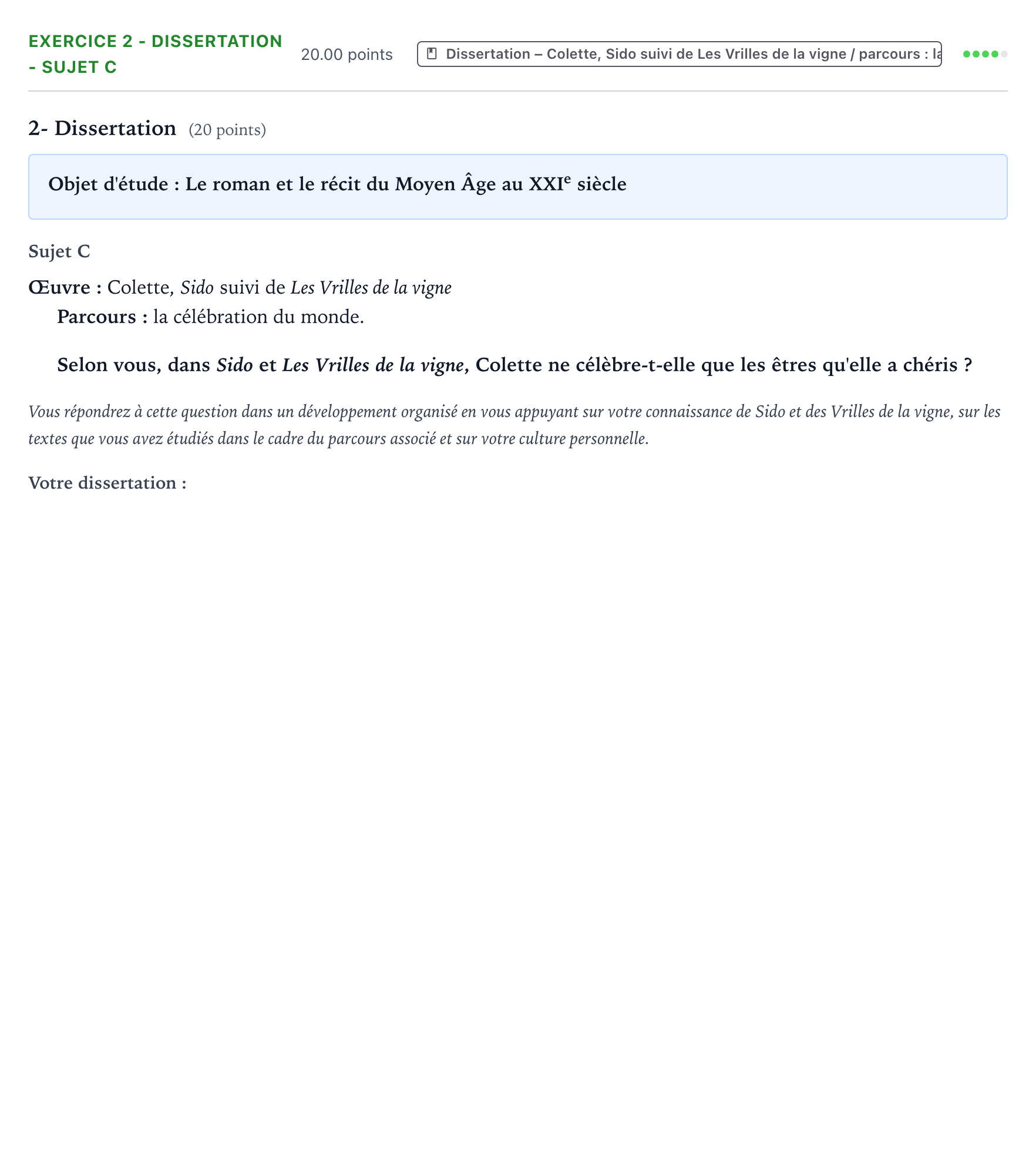 Énoncé: Exercice 2 - Dissertation - Sujet C · Bac Français (1ère) Polynésie session normale 2023