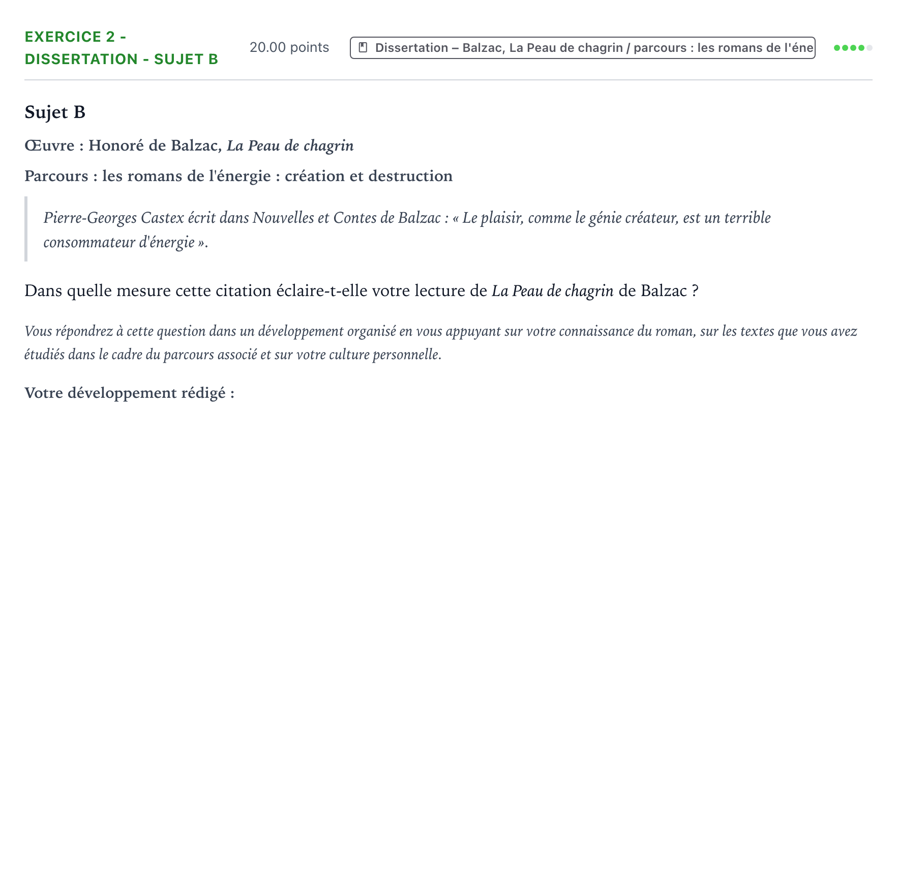Énoncé: Exercice 2 - Dissertation - Sujet B · Bac Français (1ère) Polynésie remplacement 2023