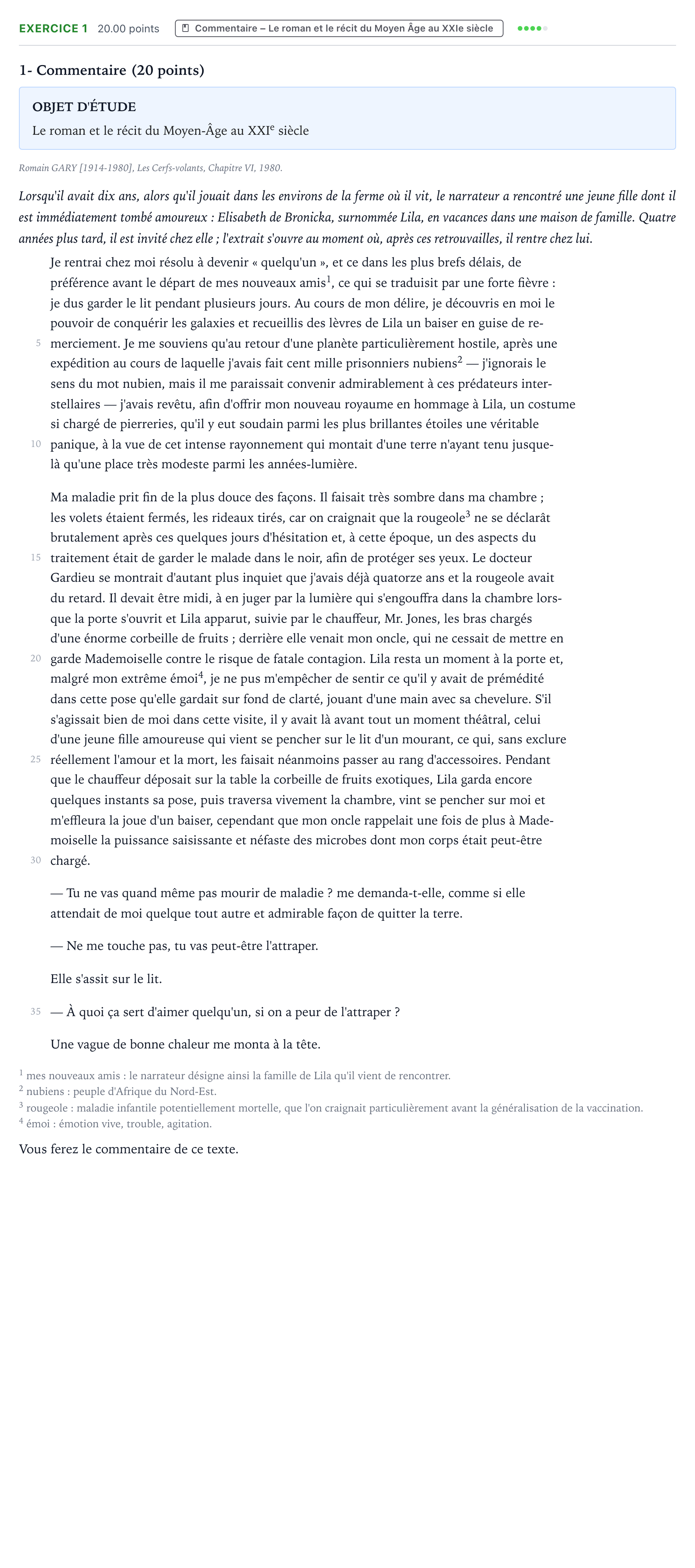 Énoncé: Exercice 1 - Commentaire · Bac Français (1ère) Amérique du Nord session normale 2024