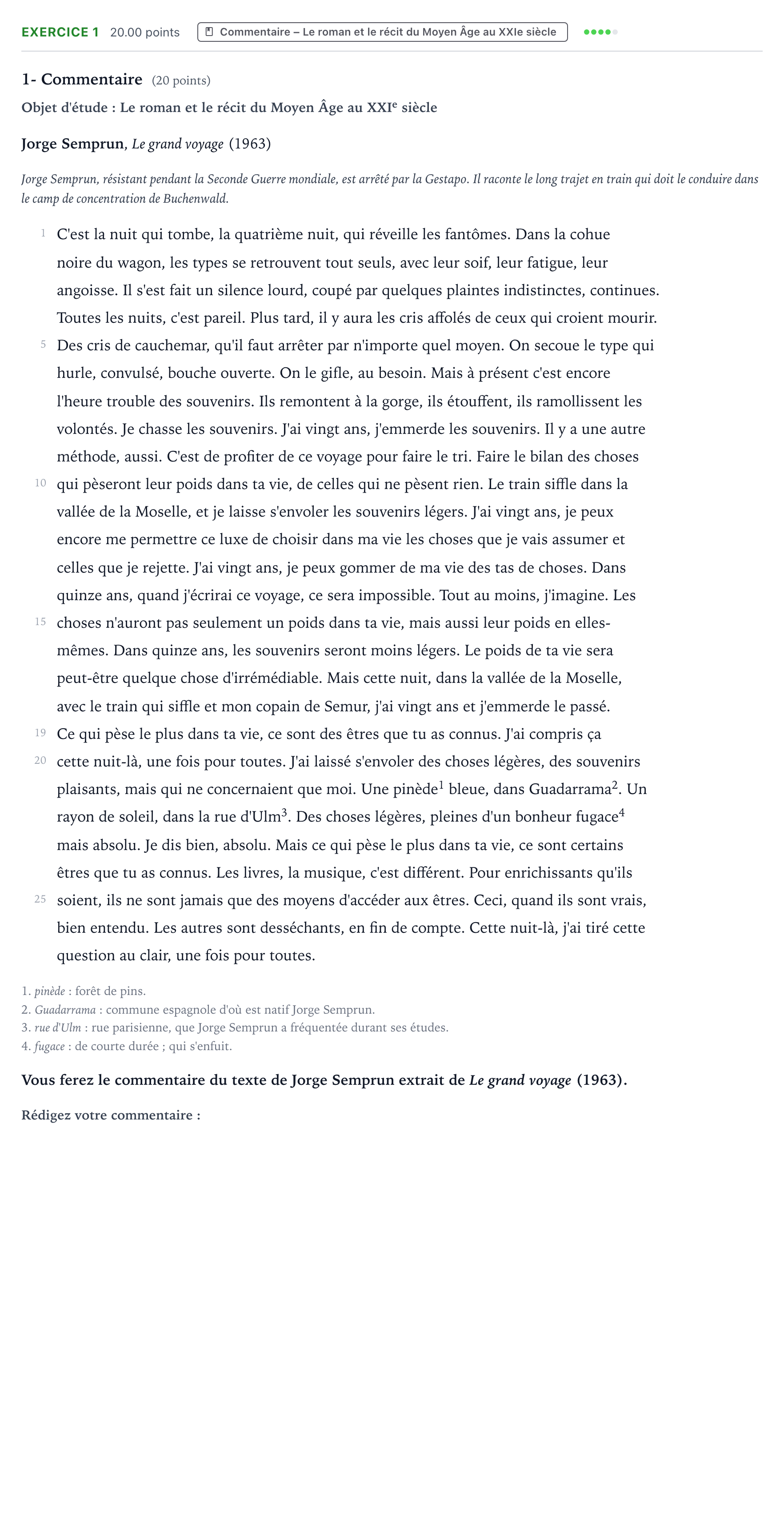 Énoncé: Exercice 1 - Commentaire · Bac Français (1ère) Antilles-Guyane session normale 2024