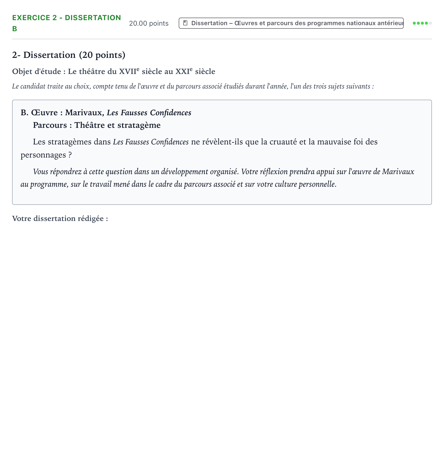 Énoncé: Exercice 2 - Dissertation B · Bac Français (1ère) Antilles-Guyane remplacement 2024