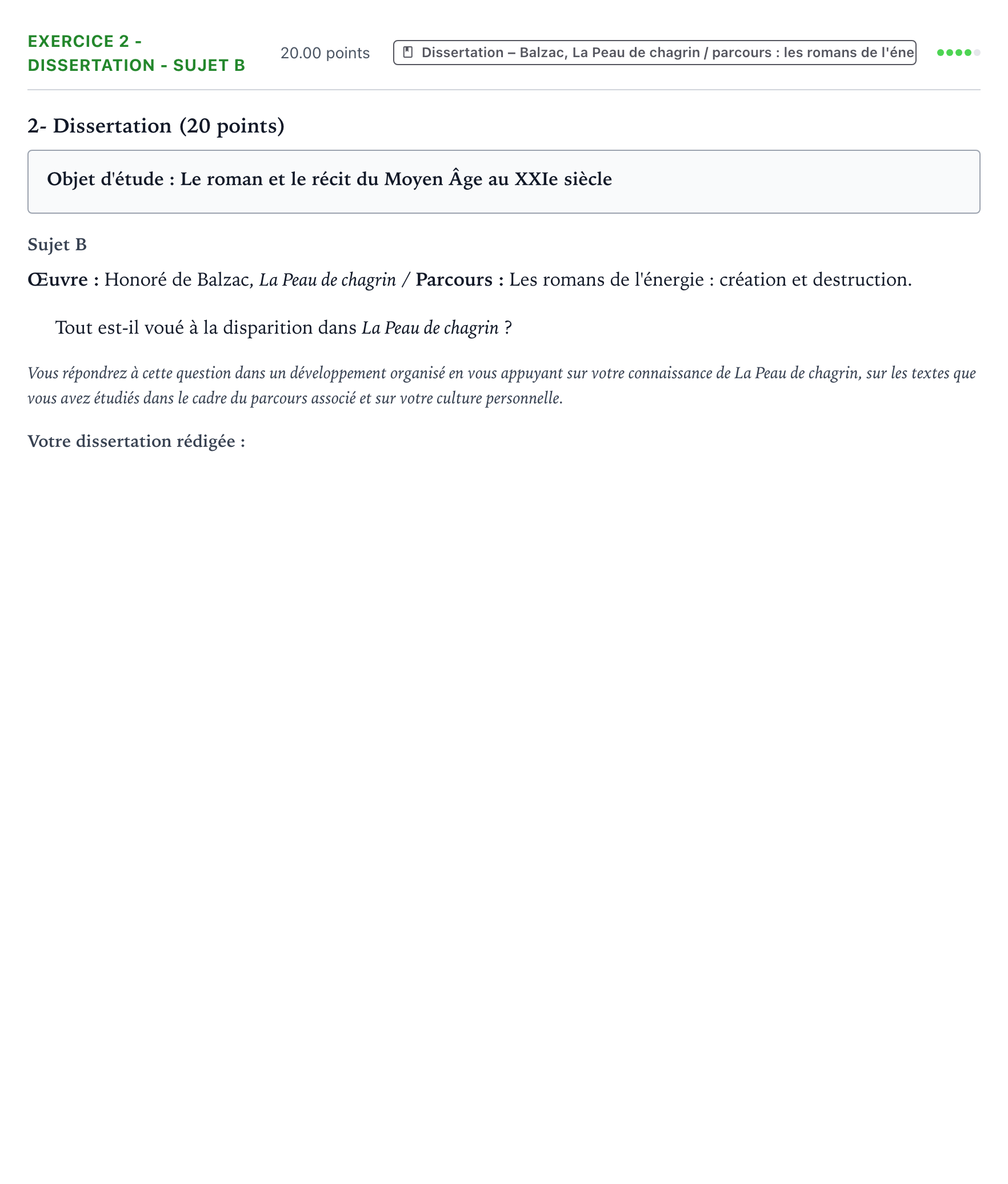 Énoncé: Exercice 2 - Dissertation - Sujet B · Bac Français (1ère) Asie session normale 2024