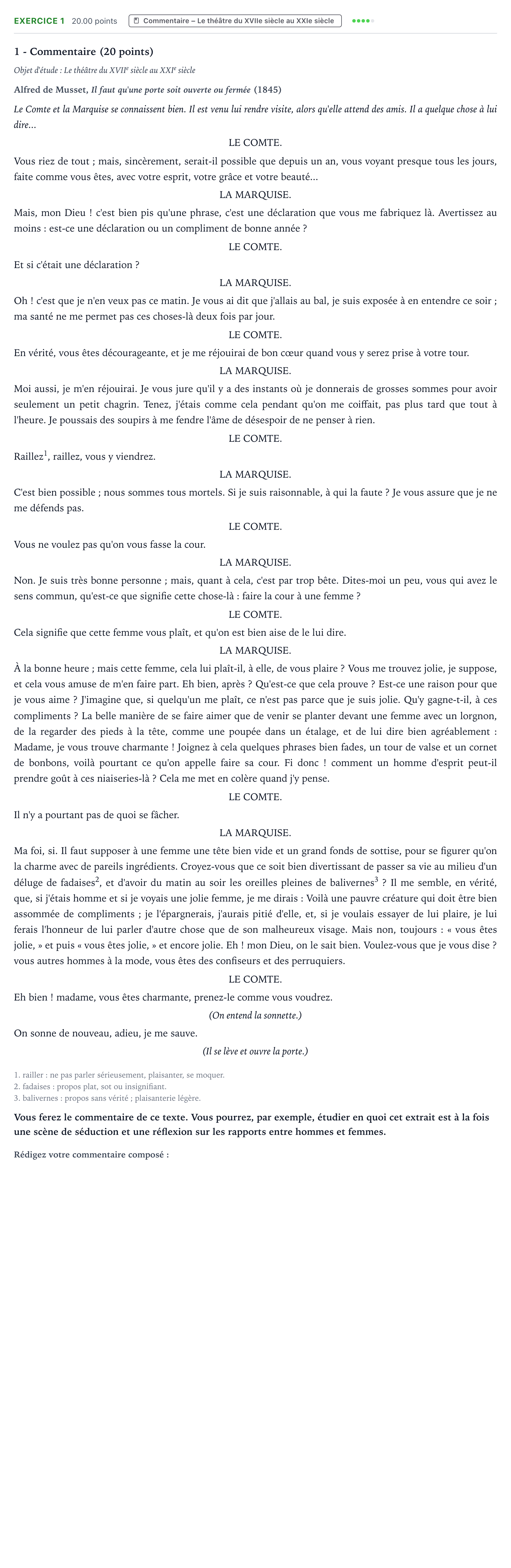 Énoncé: Exercice 1 - Commentaire · Bac Français (1ère) Centres étrangers (Afrique) session normale 2024