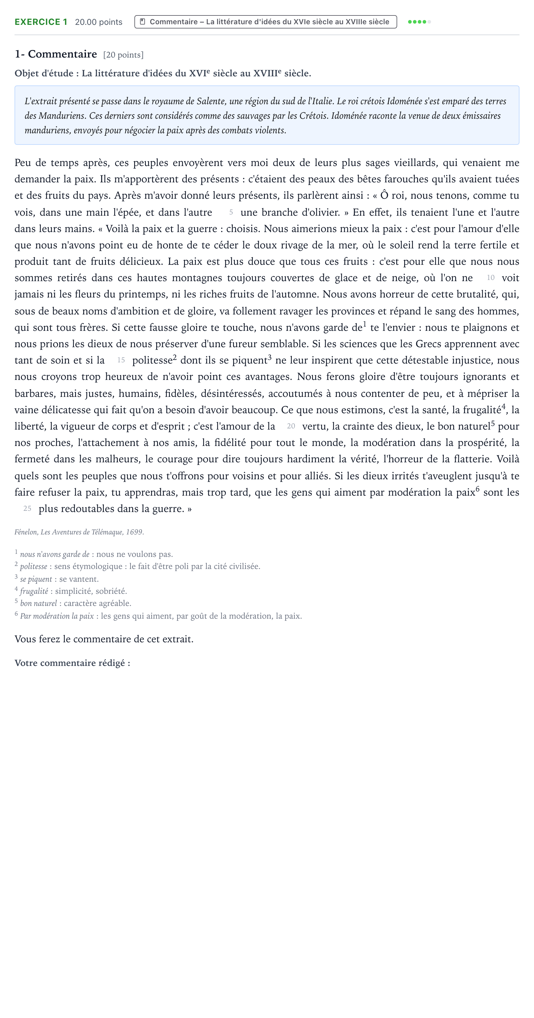 Énoncé: Exercice 1 - Commentaire · Bac Français (1ère) Polynésie remplacement 2024