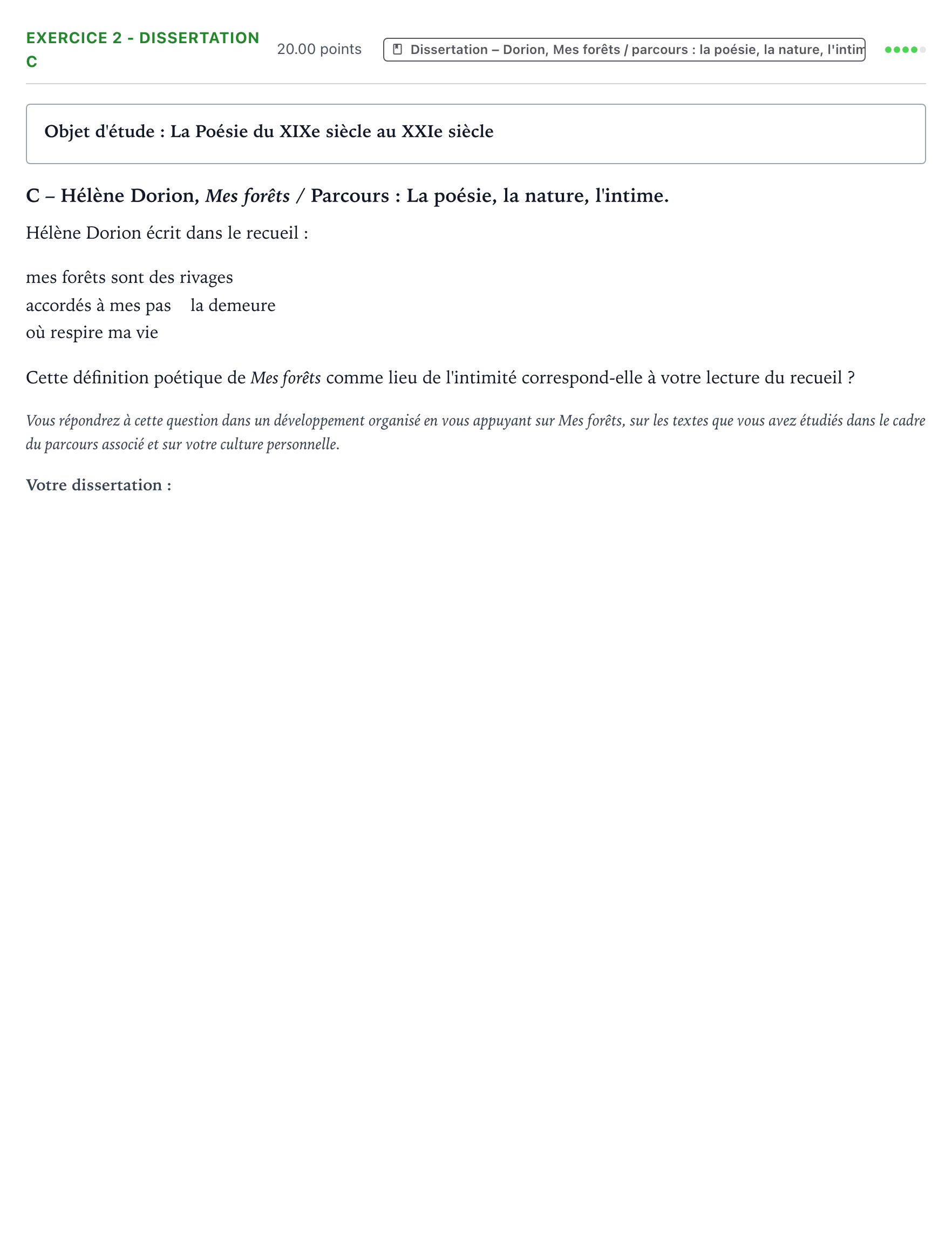 Énoncé: Exercice 2 - Dissertation C · Bac Français (1ère) Polynésie remplacement 2024