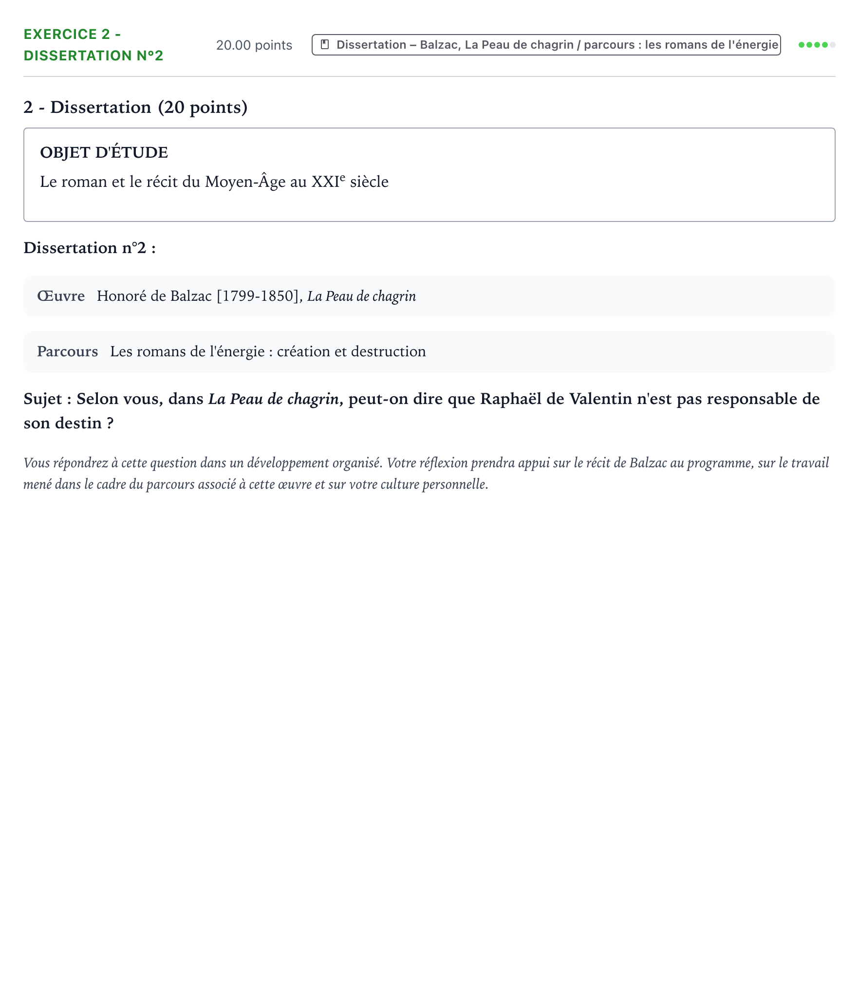 Énoncé: Exercice 2 - Dissertation n°2 · Bac Français (1ère) Amérique du Nord session normale 2025