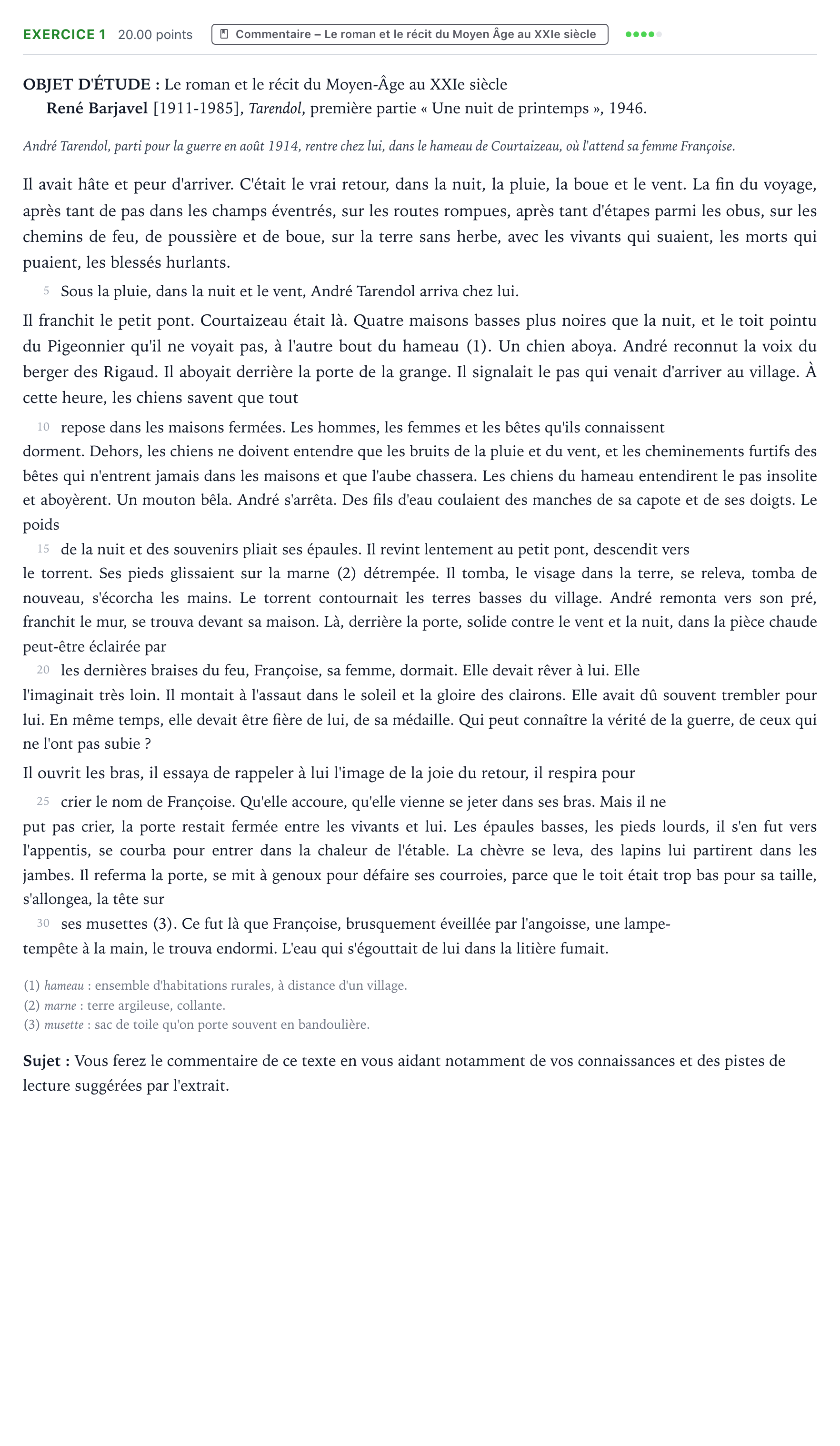 Énoncé: Exercice 1 - Commentaire · Bac Français (1ère) Amérique du Sud session normale 2025