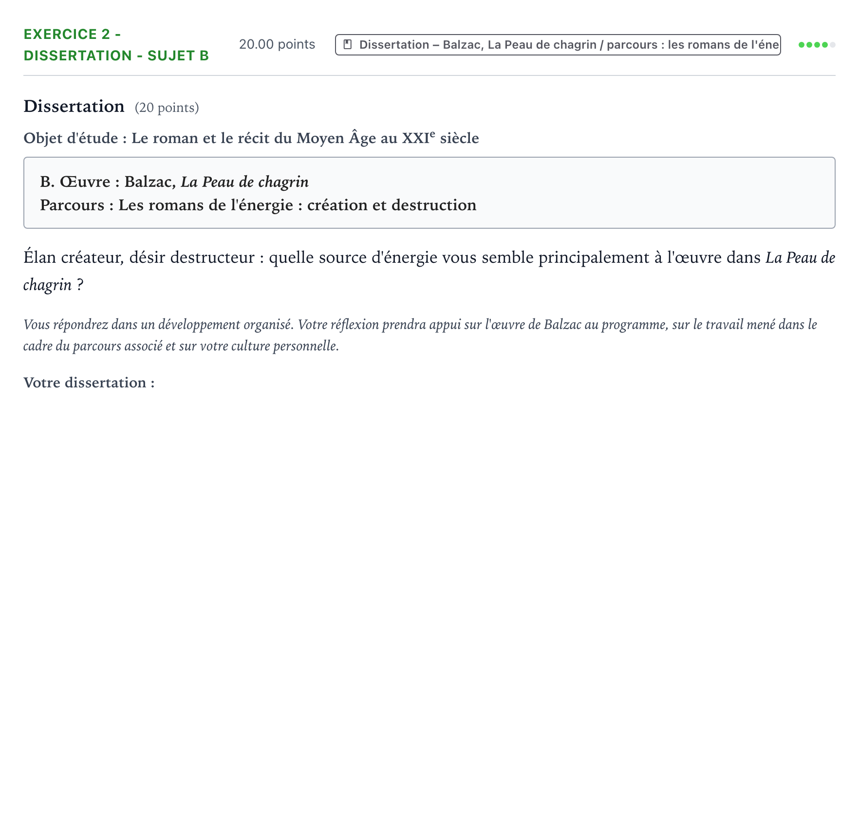Énoncé: Exercice 2 - Dissertation - Sujet B · Bac Français (1ère) Antilles-Guyane session normale 2025