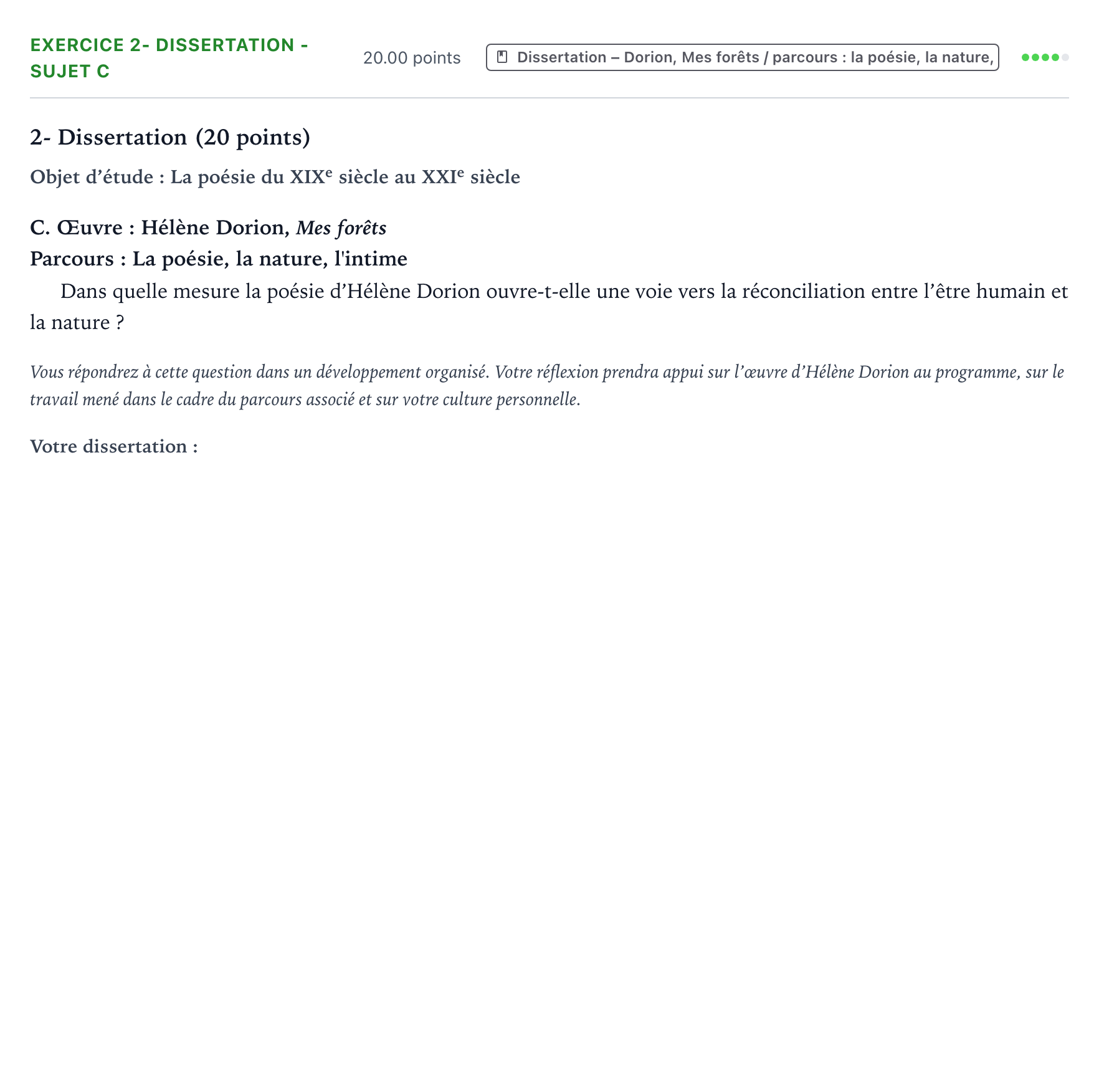 Énoncé: Exercice 2- Dissertation - Sujet C · Bac Français (1ère) Antilles-Guyane remplacement 2025
