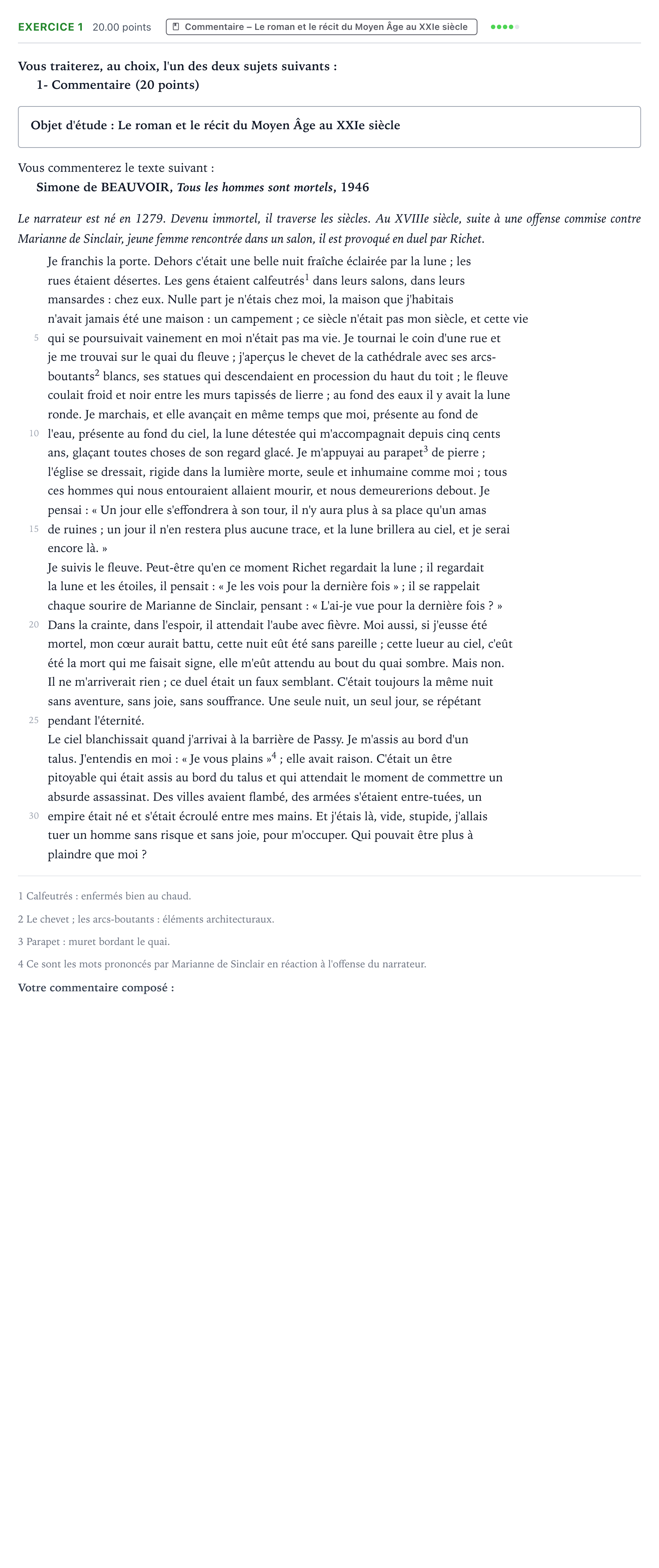 Énoncé: Exercice 1 - Commentaire · Bac Français (1ère) Métropole remplacement 2025