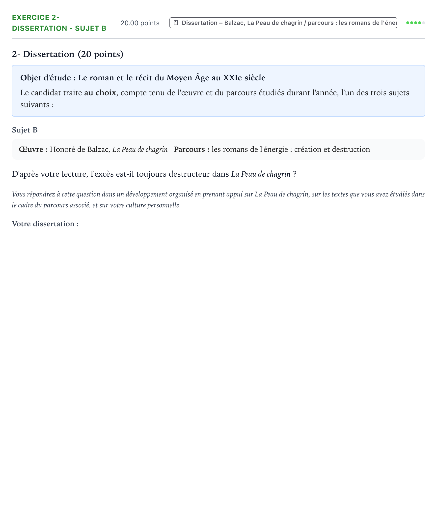 Énoncé: Exercice 2- Dissertation - Sujet B · Bac Français (1ère) Métropole Secours 2025