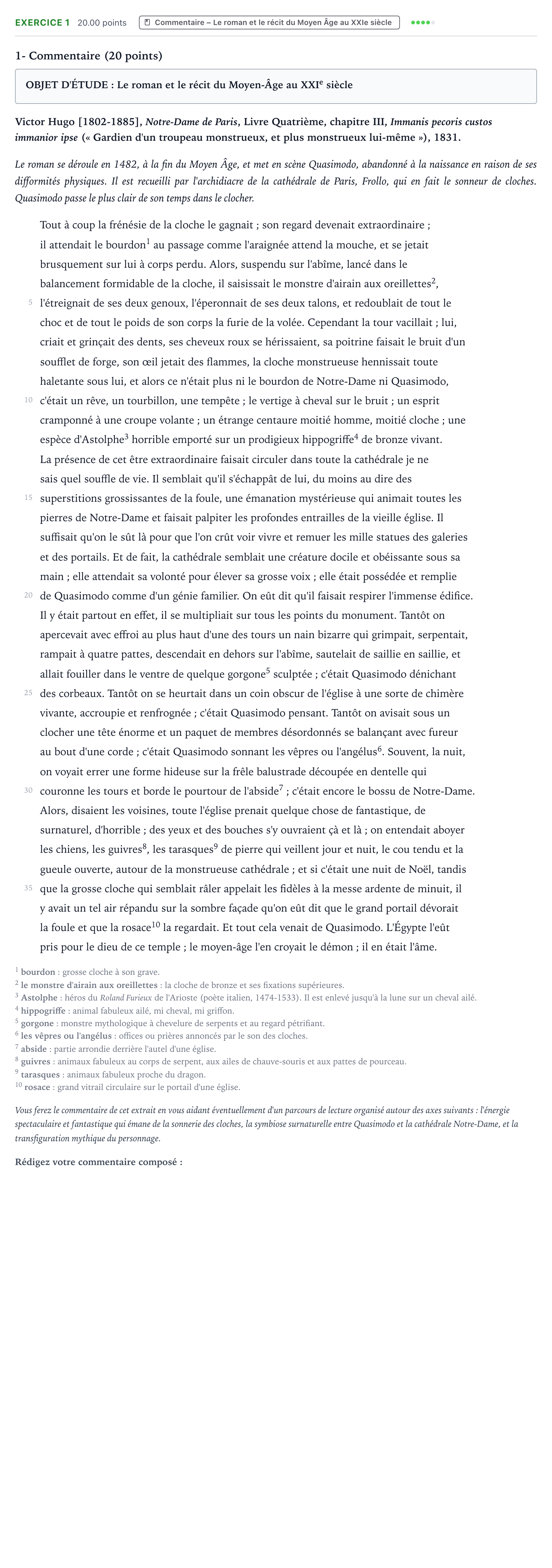 Énoncé: Exercice 1 - Commentaire · Bac Français (1ère) Nouvelle-Calédonie session normale 2025