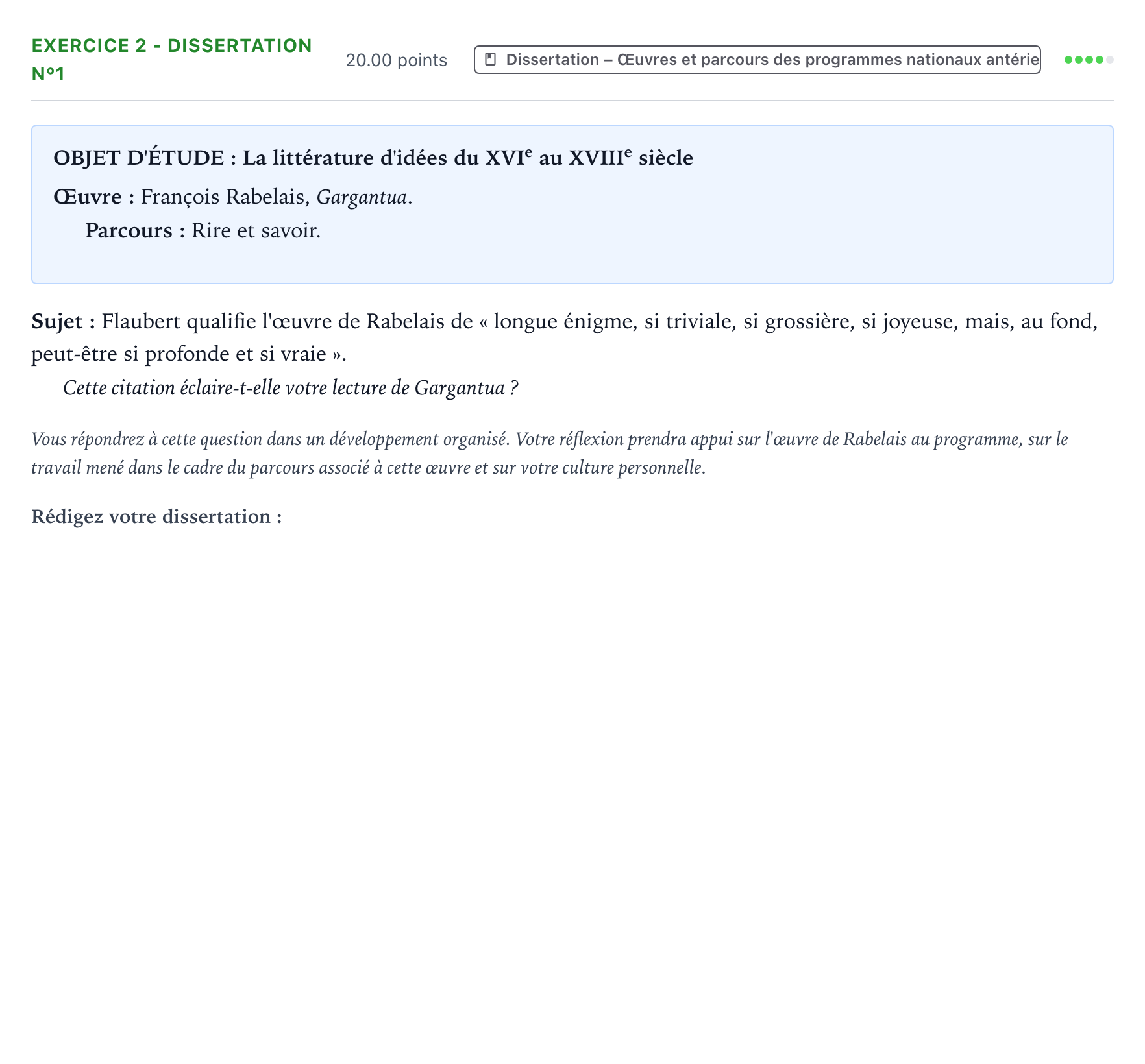 Énoncé: Exercice 2 - Dissertation n°1 · Bac Français (1ère) Nouvelle-Calédonie session normale 2025