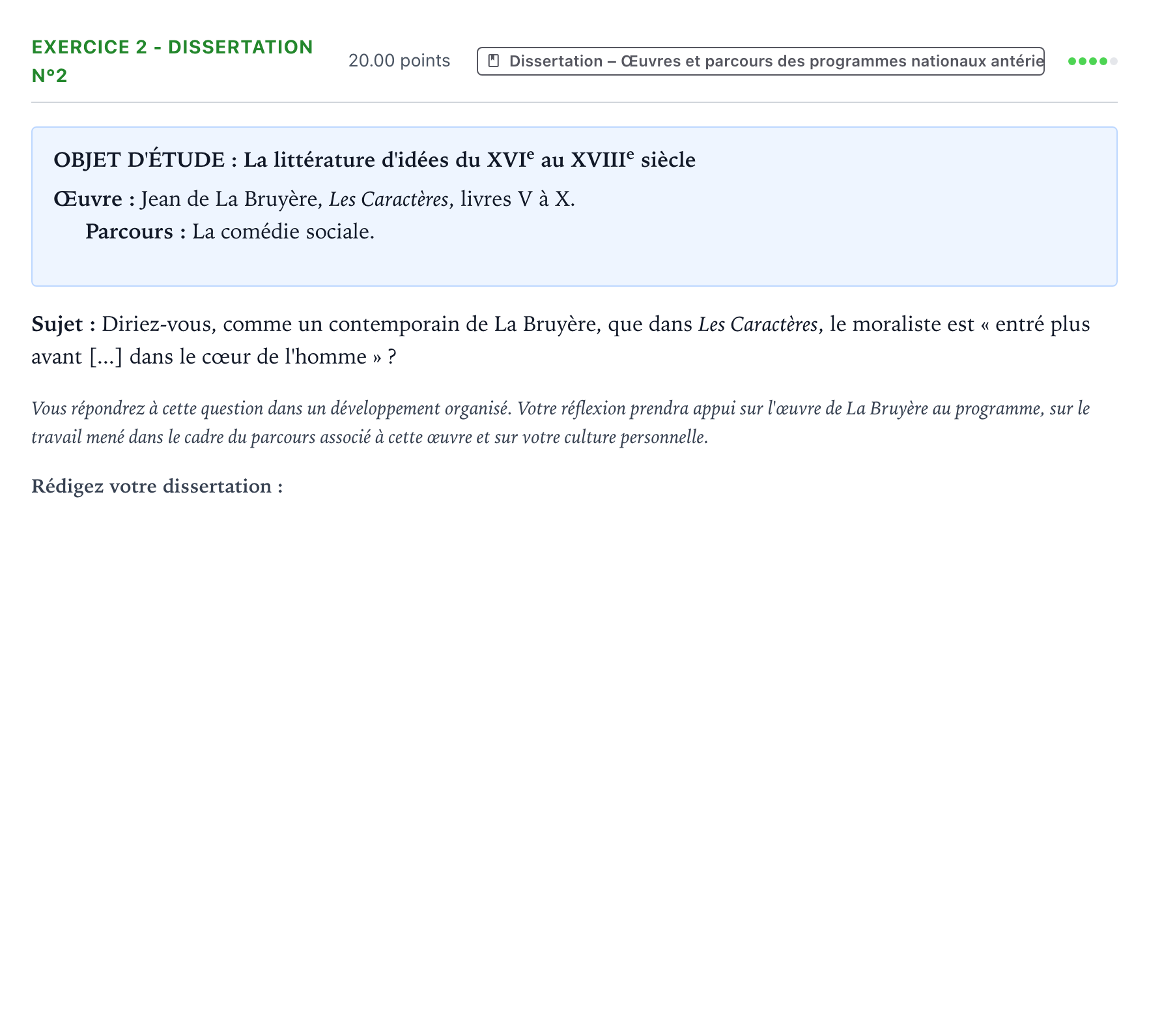 Énoncé: Exercice 2 - Dissertation n°2 · Bac Français (1ère) Nouvelle-Calédonie session normale 2025