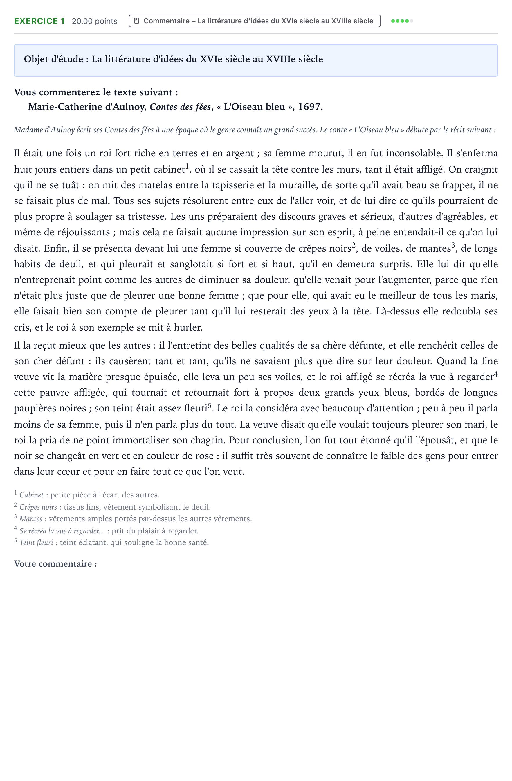 Énoncé: Exercice 1 - Commentaire · Bac Français (1ère) Antilles-Guyane session normale 2026