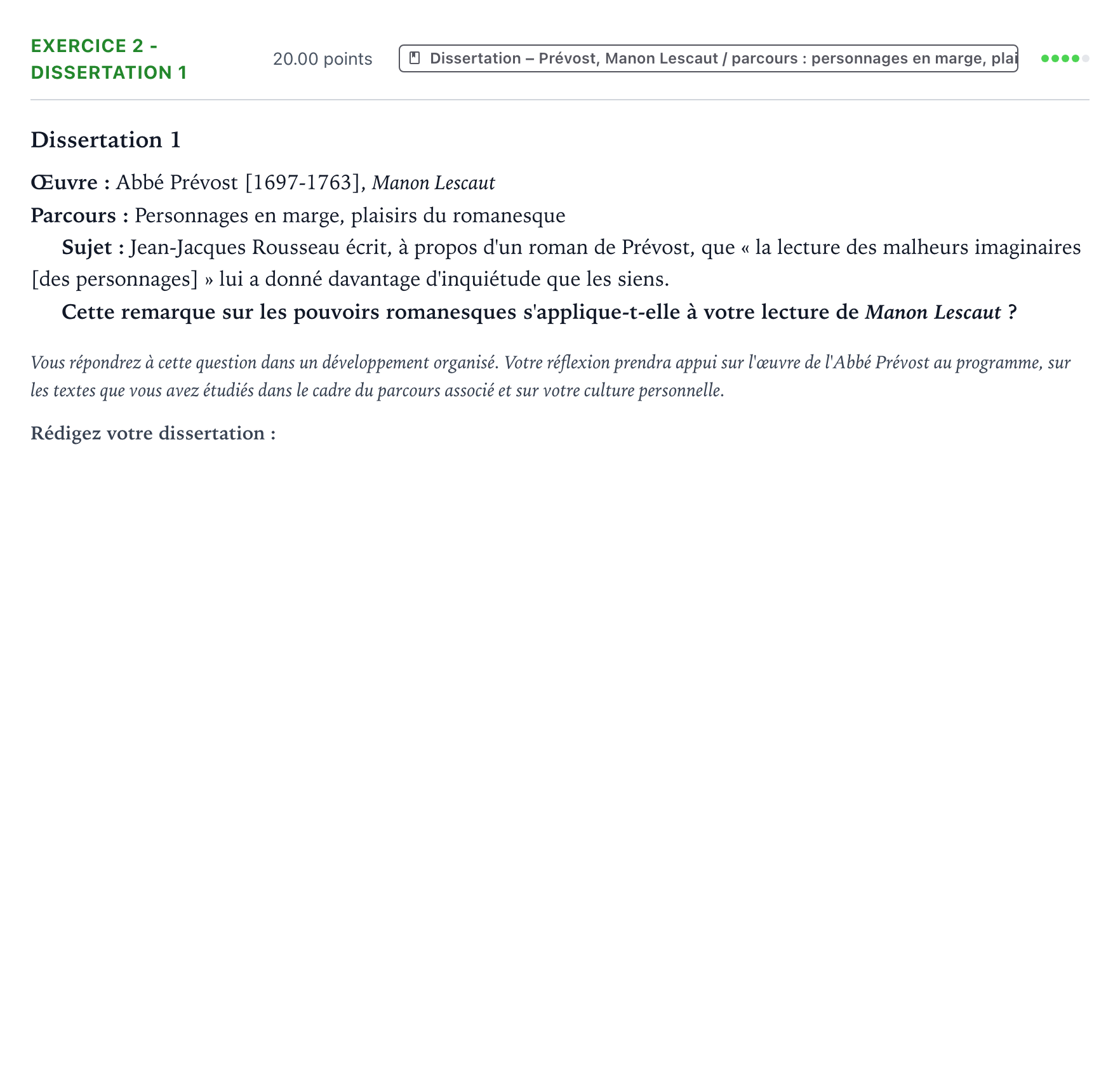 Énoncé: Exercice 2 - Dissertation 1 · Bac Français (1ère) Asie session normale 2026