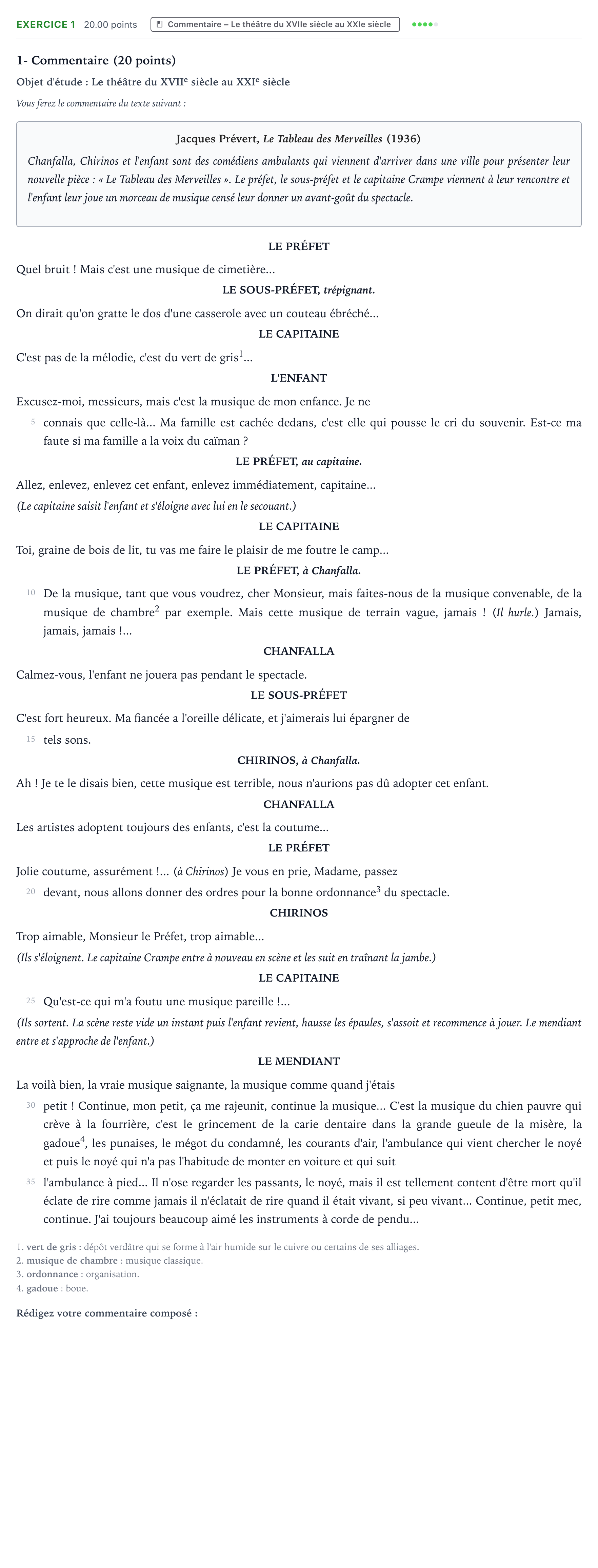 Énoncé: Exercice 1 - Commentaire · Bac Français (1ère) Polynésie remplacement 2026