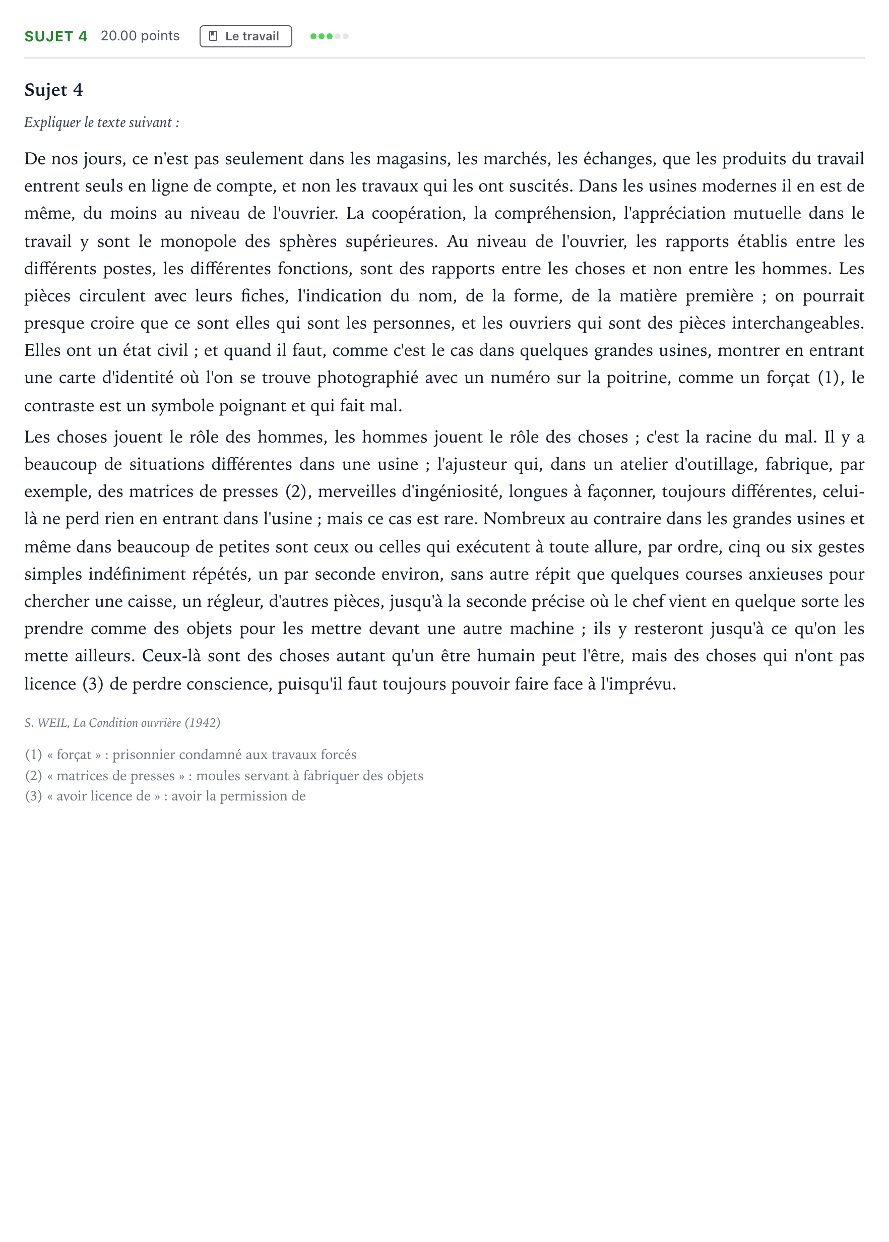 Énoncé: Sujet 4 · Bac Philosophie Amérique du Nord session normale 2021
