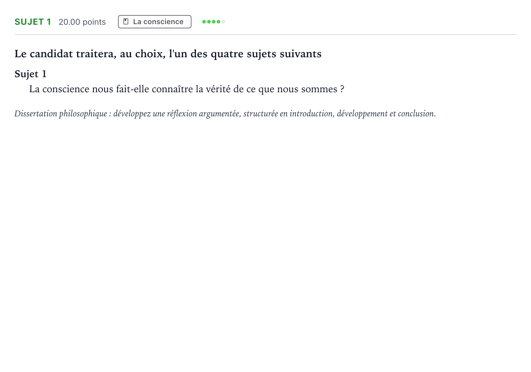 Énoncé: Sujet 1 · Bac Philosophie Métropole remplacement 2021
