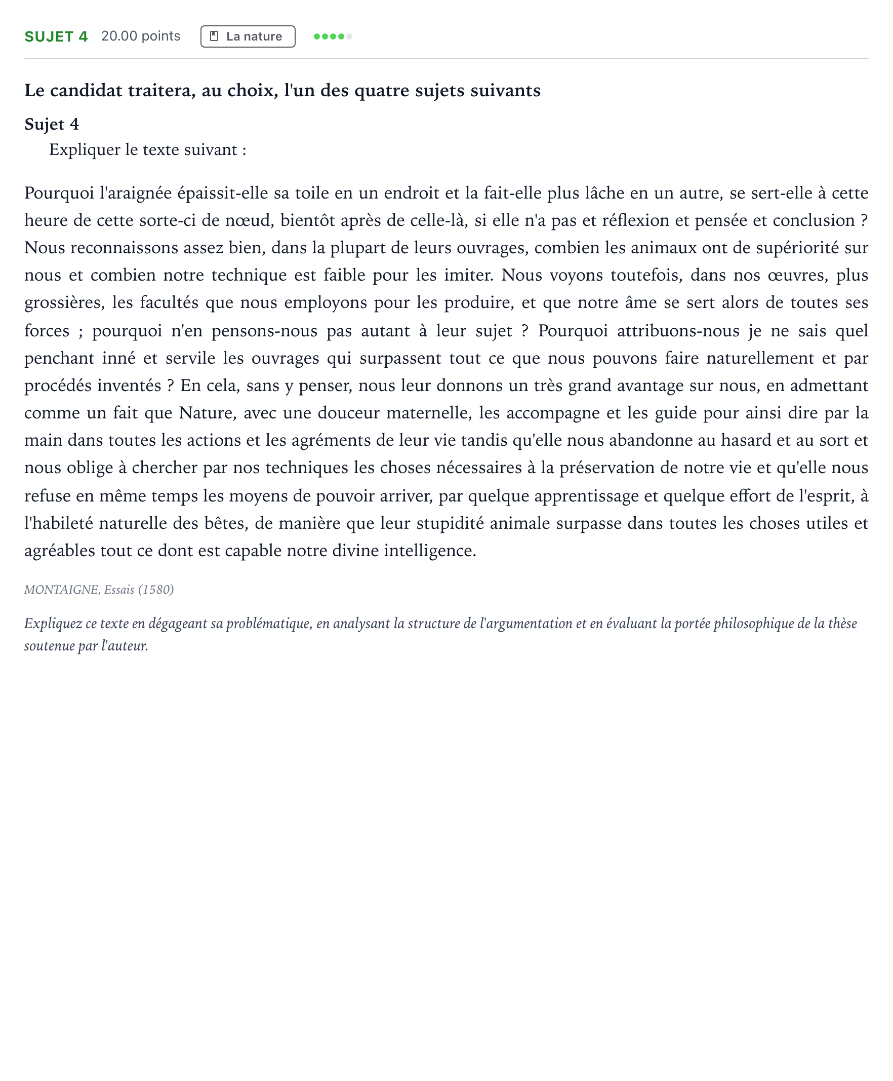 Énoncé: Sujet 4 · Bac Philosophie Métropole remplacement 2021