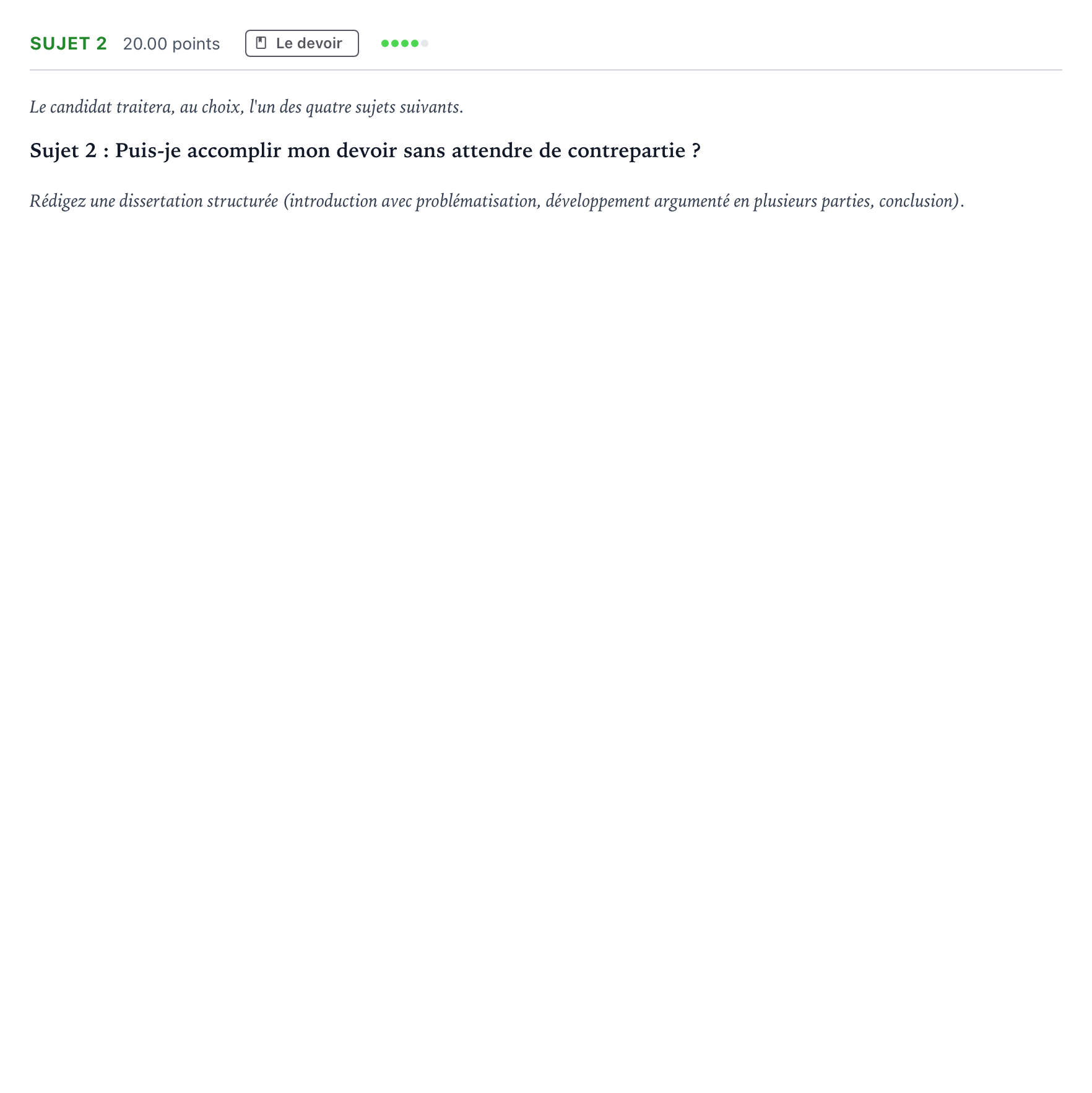 Énoncé: Sujet 2 · Bac Philosophie Polynésie remplacement 2021