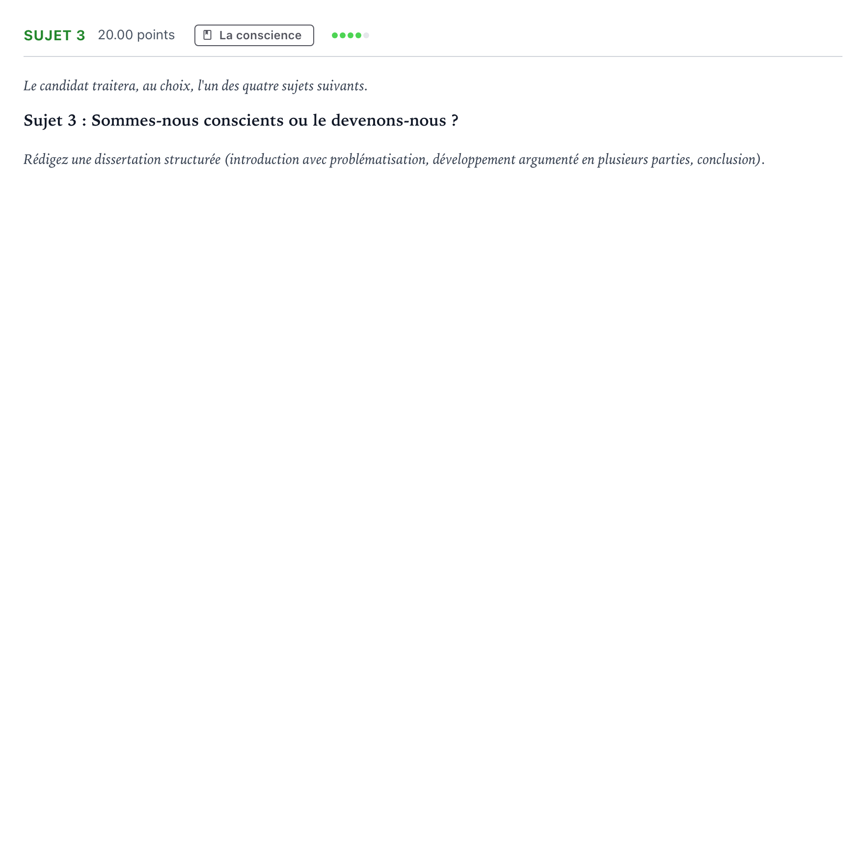 Énoncé: Sujet 3 · Bac Philosophie Polynésie remplacement 2021