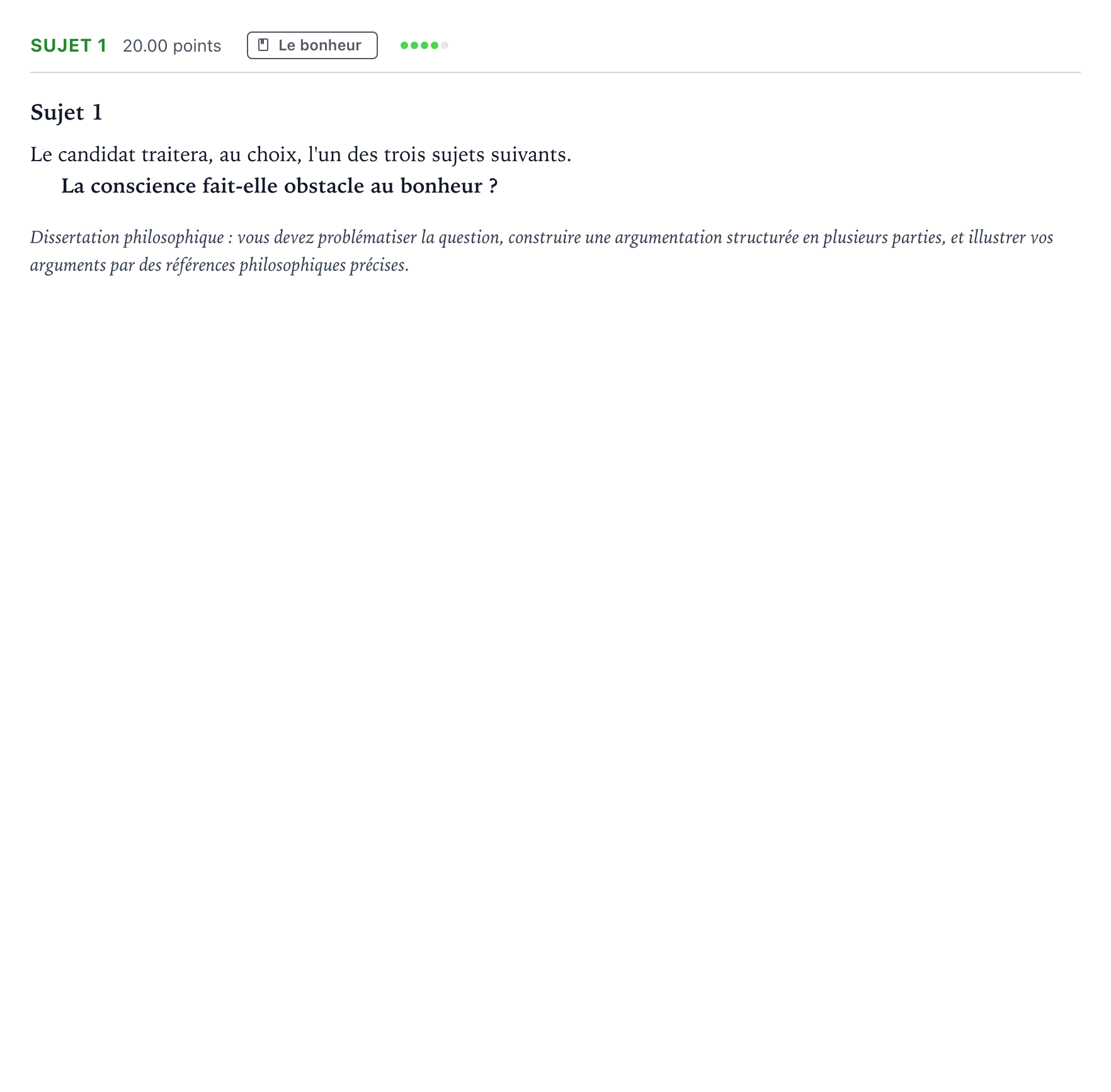 Énoncé: Sujet 1 · Bac Philosophie Amérique du Nord session normale 2022