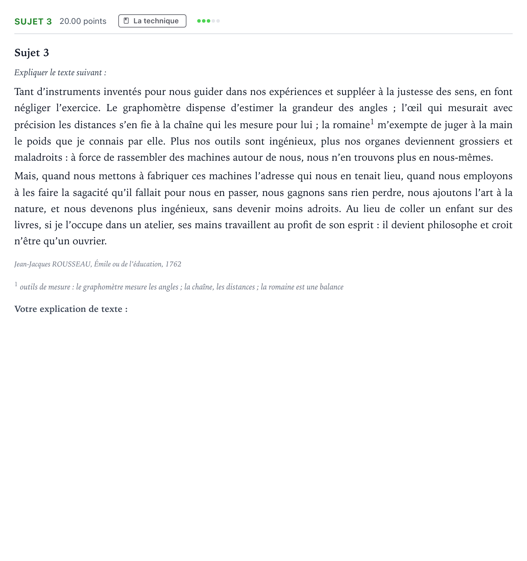 Énoncé: Sujet 3 · Bac Philosophie Amérique du Sud session normale 2022