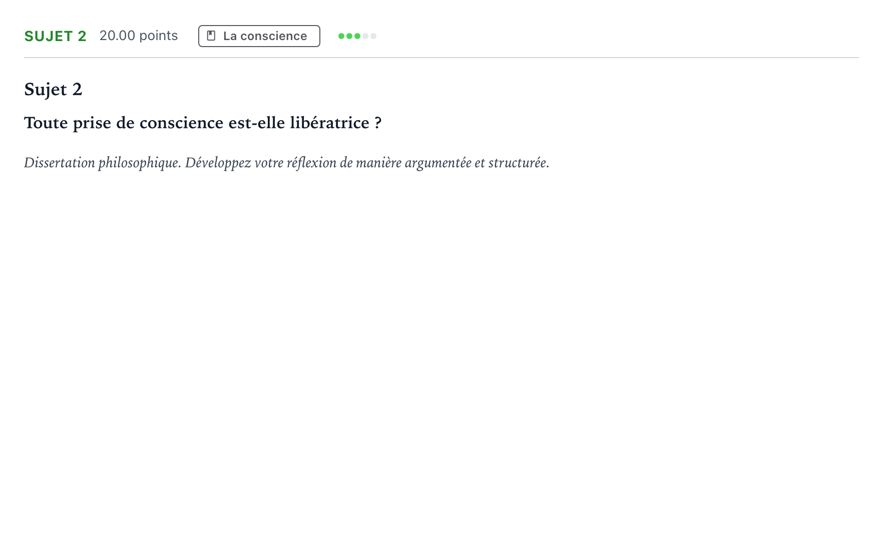 Énoncé: Sujet 2 · Bac Philosophie Asie session normale 2022