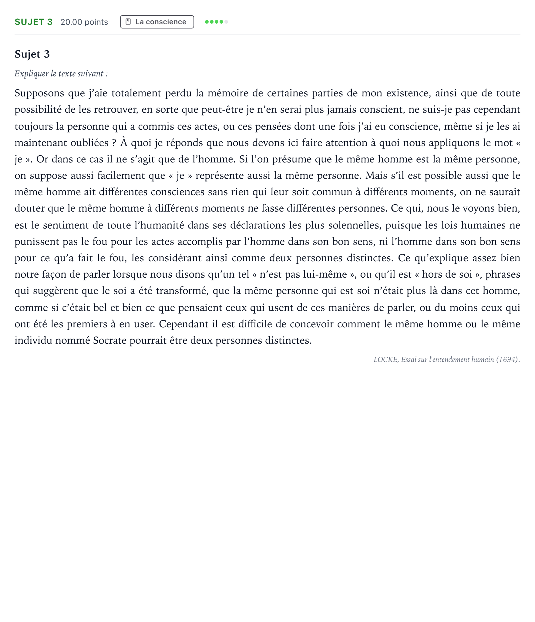 Énoncé: Sujet 3 · Bac Philosophie Métropole remplacement 2022