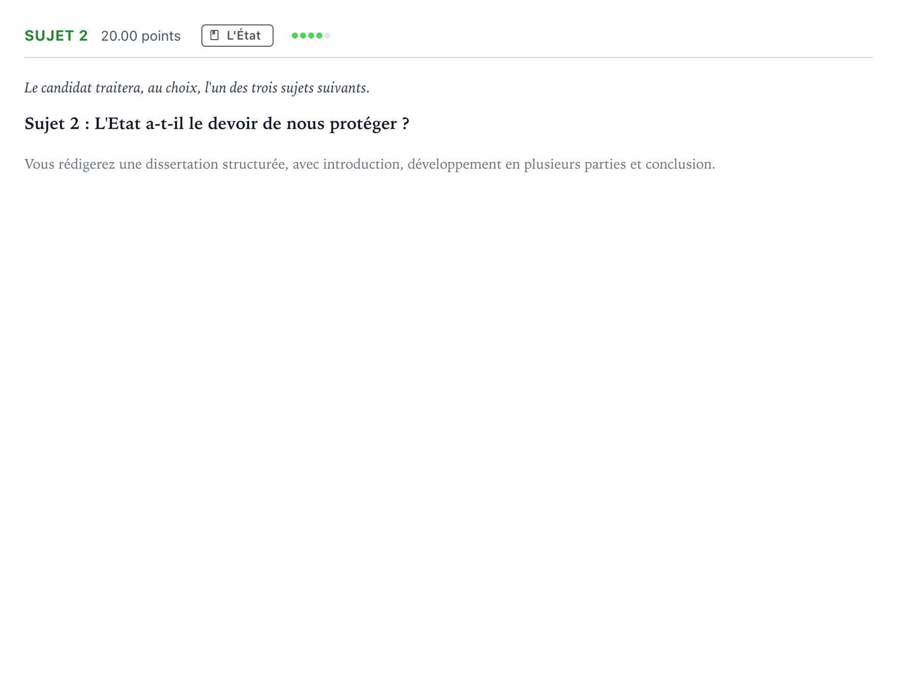 Énoncé: Sujet 2 · Bac Philosophie Polynésie remplacement 2022