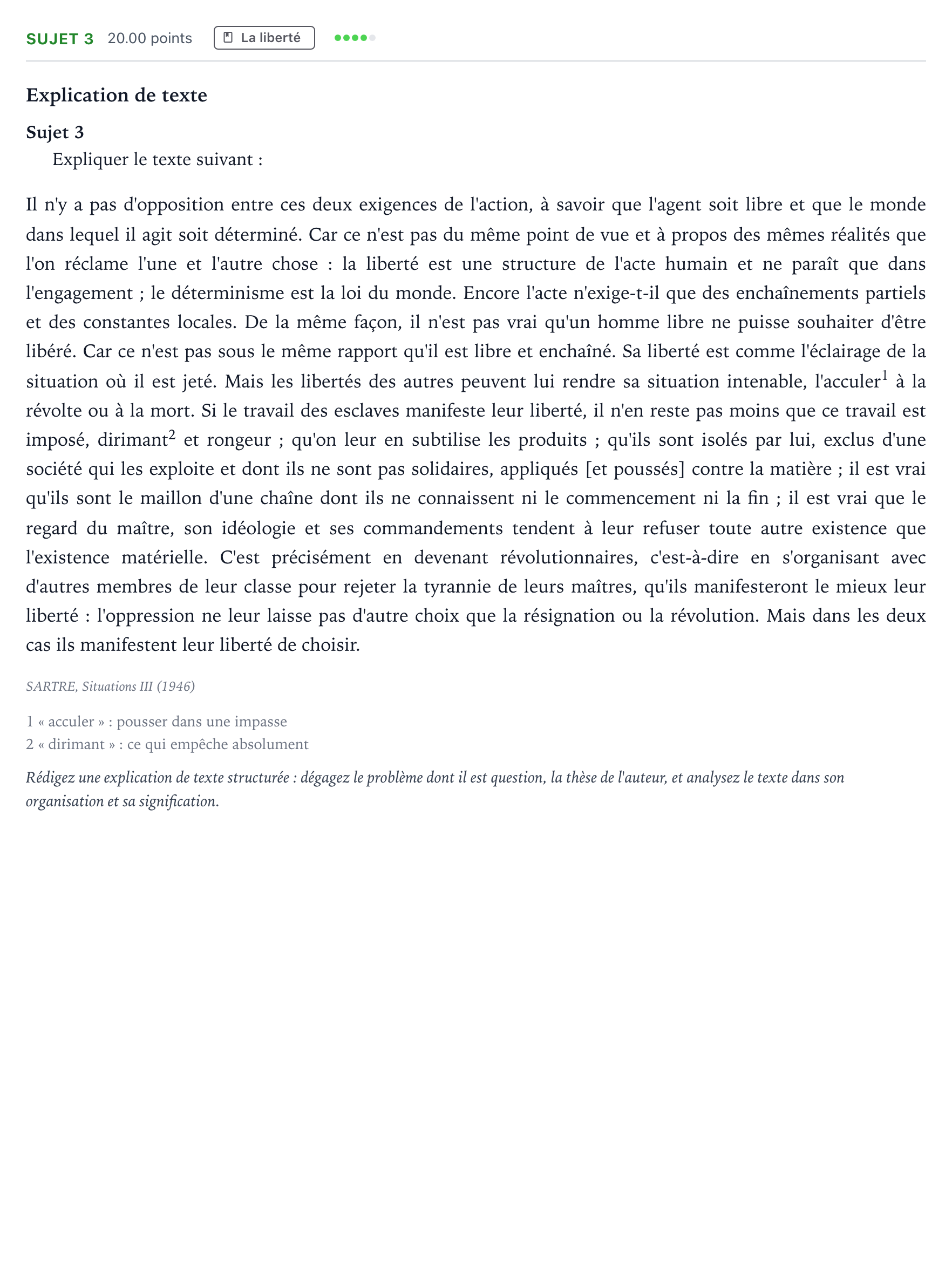 Énoncé: Sujet 3 · Bac Philosophie Amérique du Nord session normale 2023