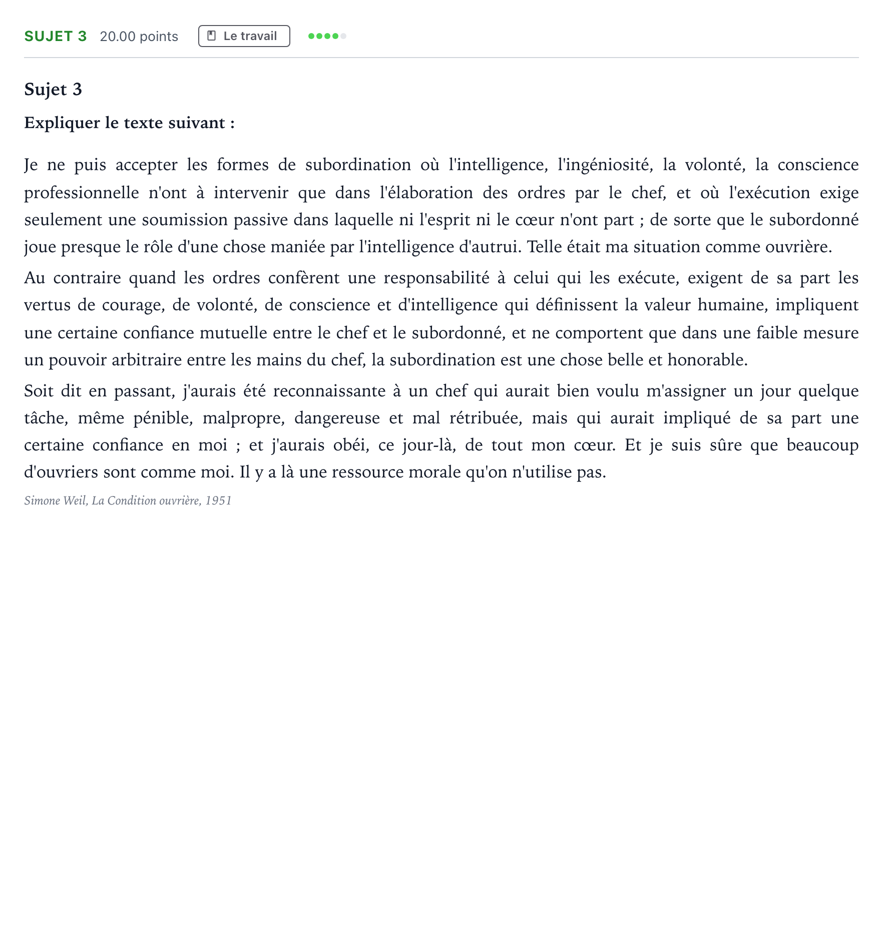 Énoncé: Sujet 3 · Bac Philosophie Asie session normale 2023