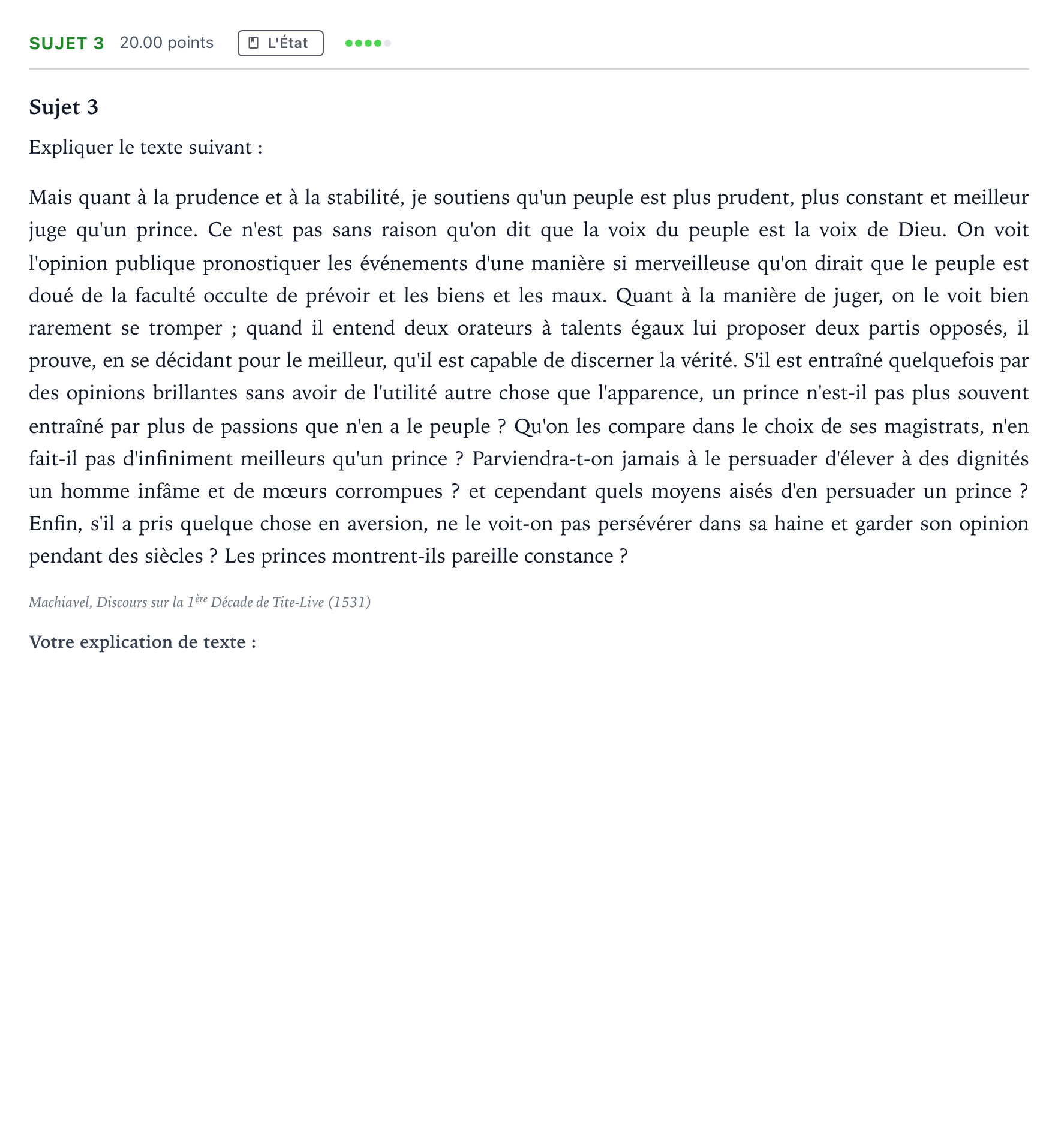 Énoncé: Sujet 3 · Bac Philosophie Métropole remplacement 2023