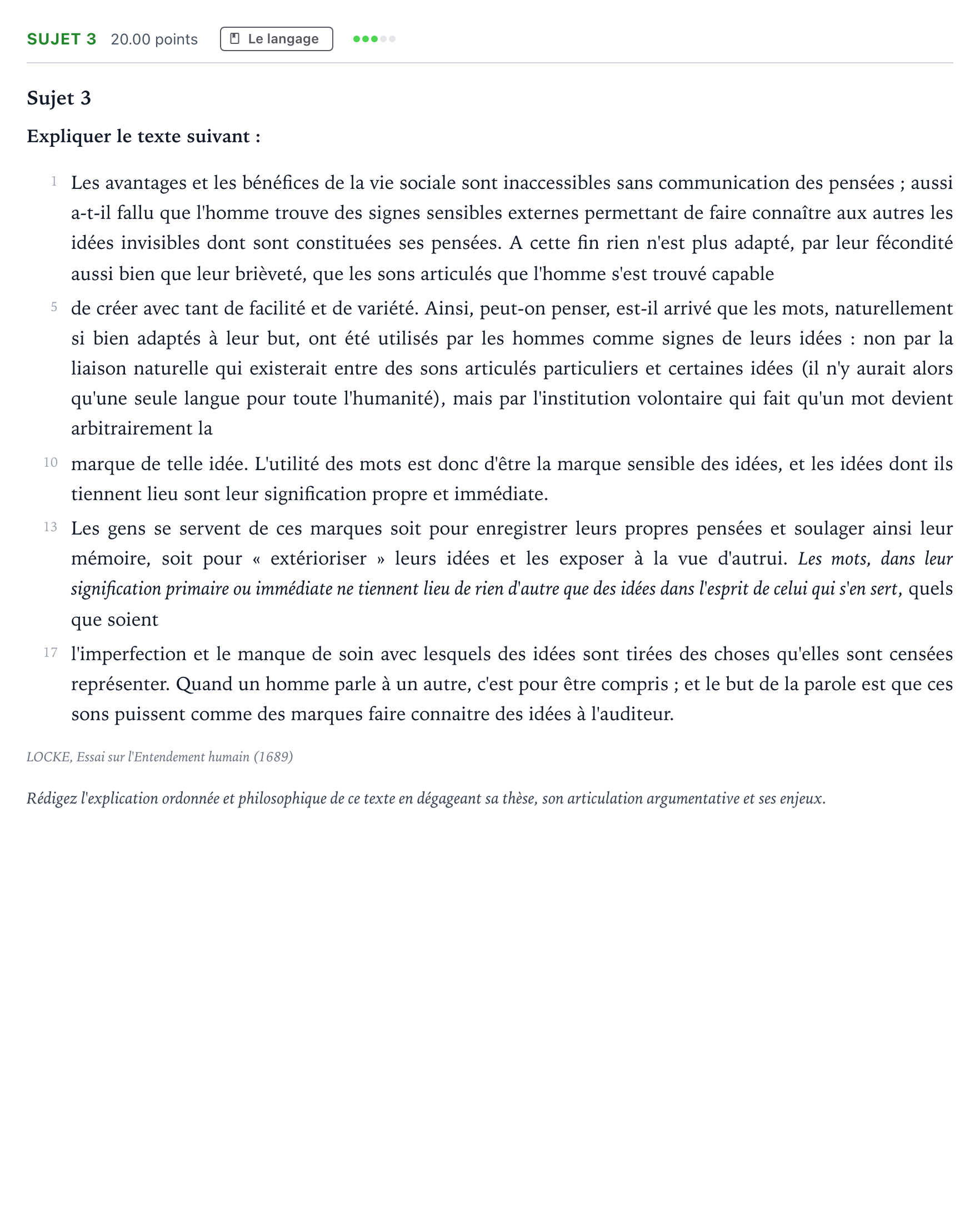 Énoncé: Sujet 3 · Bac Philosophie Polynésie session normale 2023