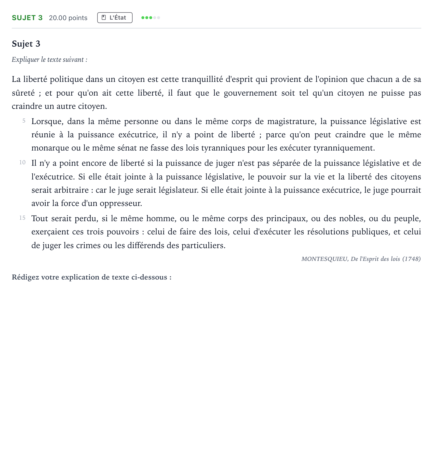 Énoncé: Sujet 3 · Bac Philosophie Polynésie remplacement 2023