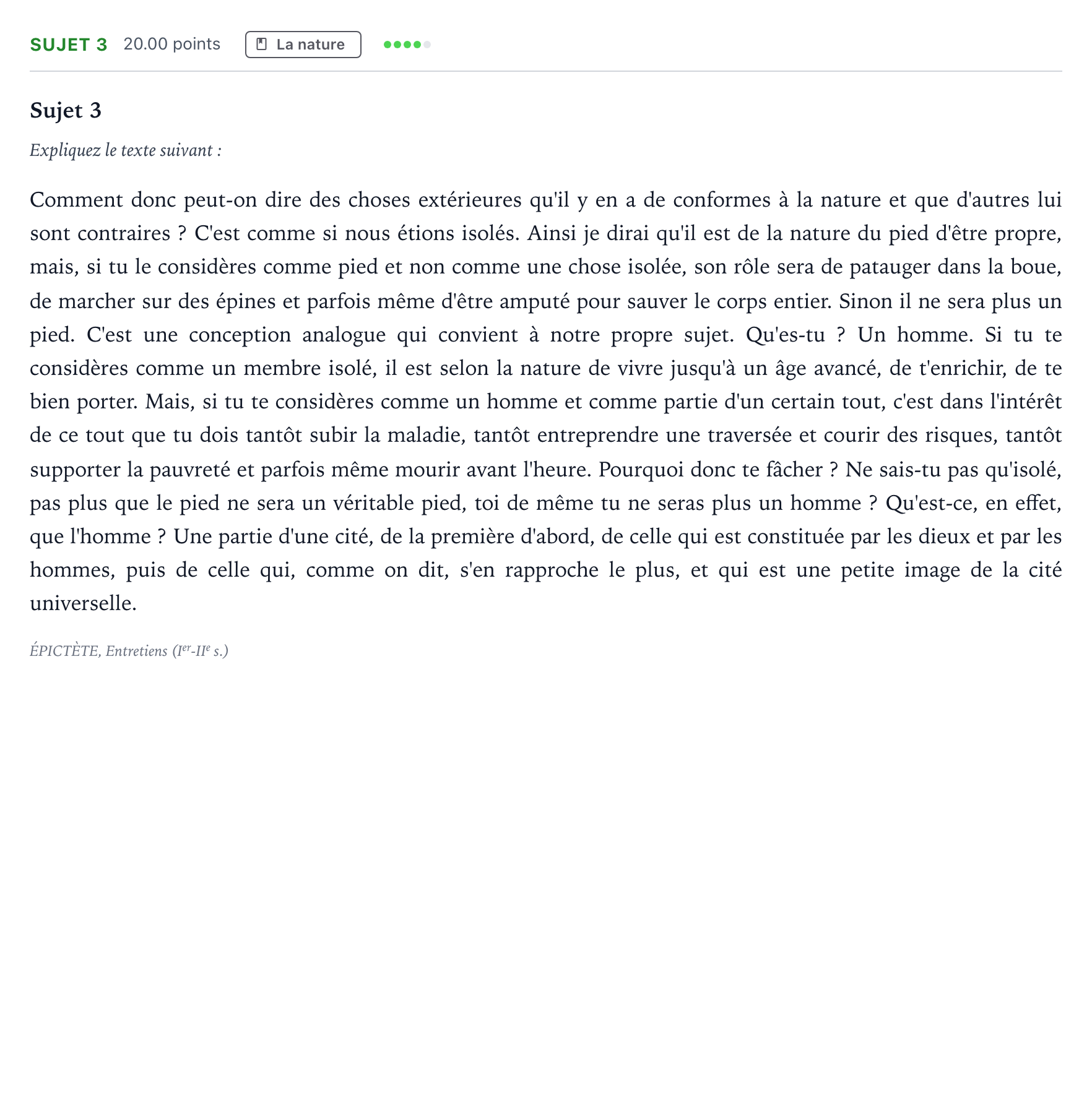 Énoncé: Sujet 3 · Bac Philosophie Amérique du Nord session normale 2024