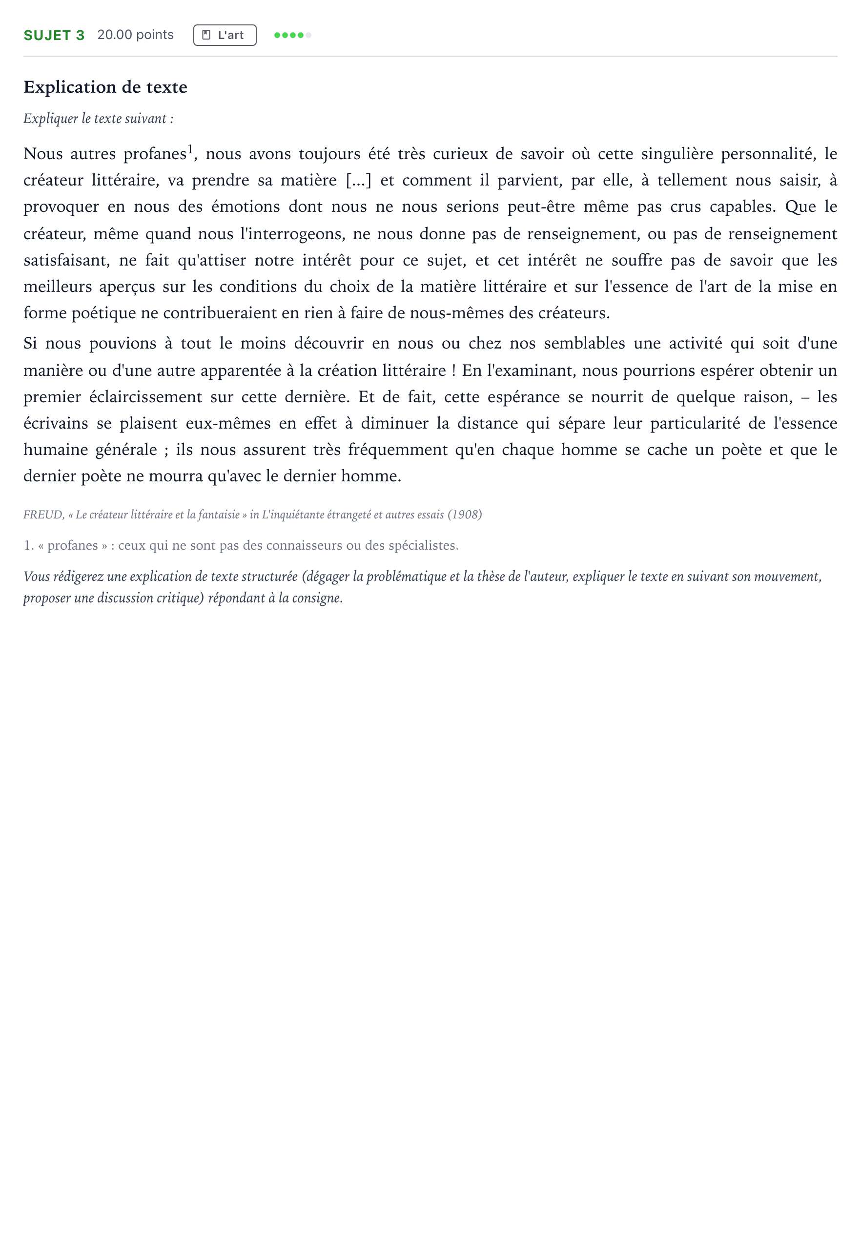 Énoncé: Sujet 3 · Bac Philosophie Antilles-Guyane remplacement 2024