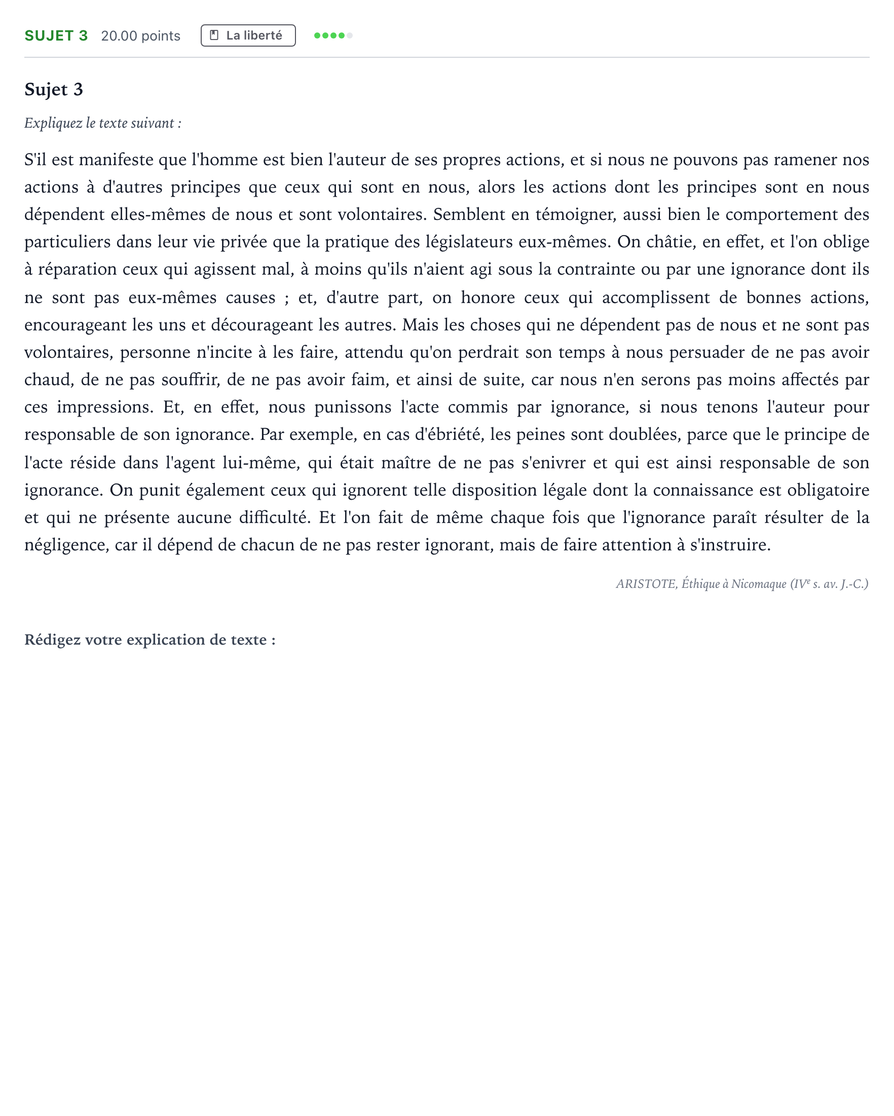 Énoncé: Sujet 3 · Bac Philosophie Centres étrangers (Afrique) session normale 2024