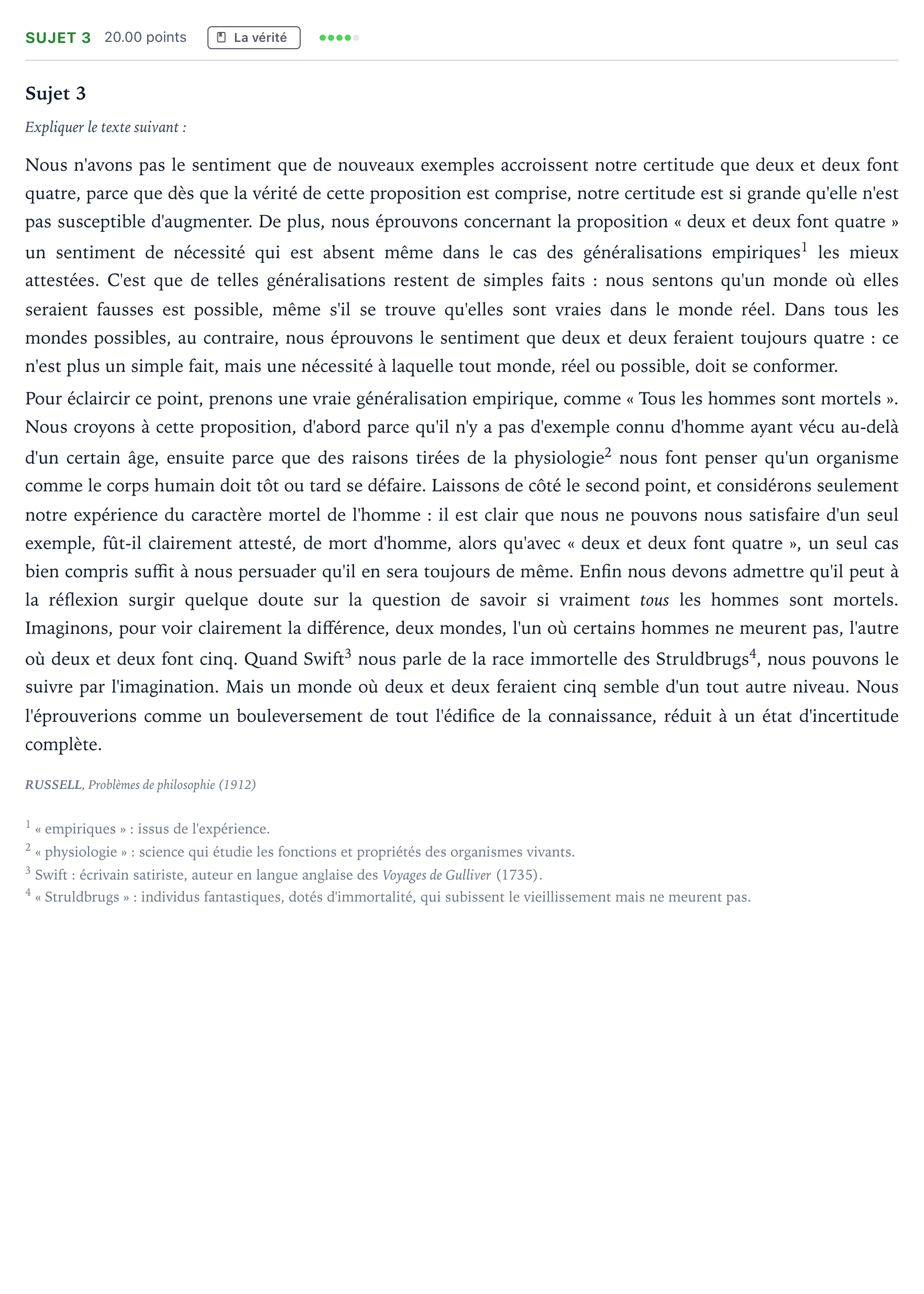Énoncé: Sujet 3 · Bac Philosophie Métropole remplacement 2024