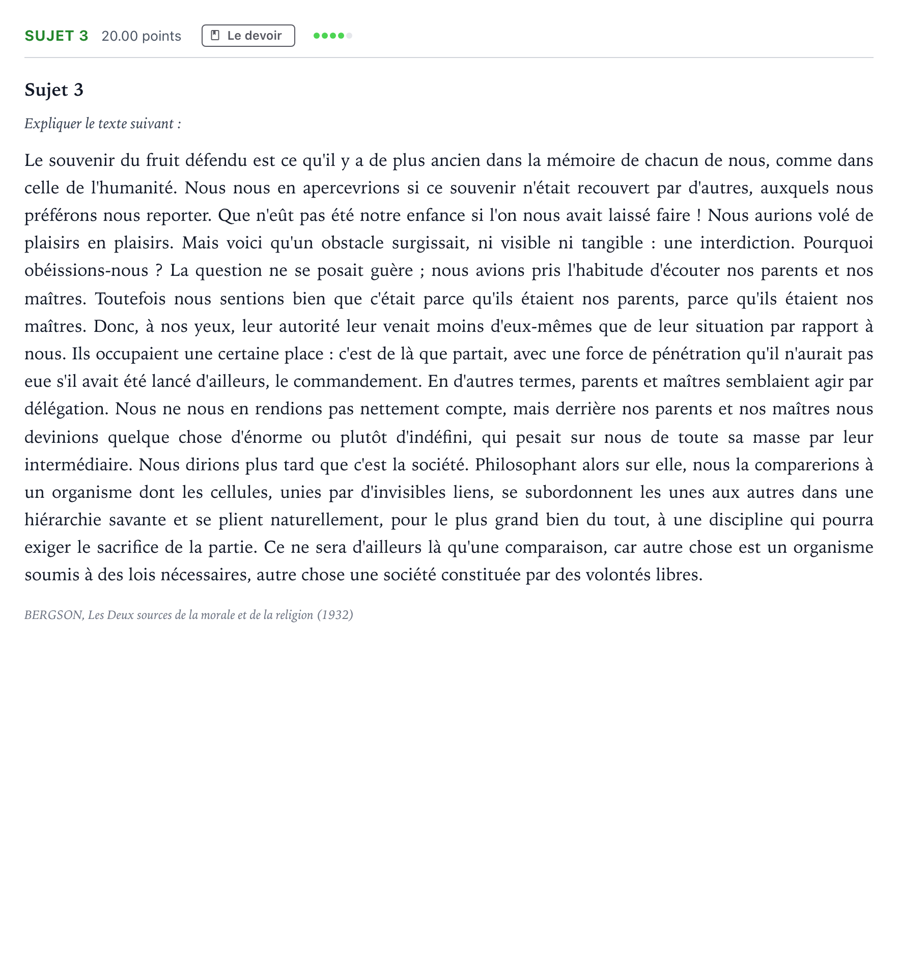 Énoncé: Sujet 3 · Bac Philosophie Polynésie remplacement 2024