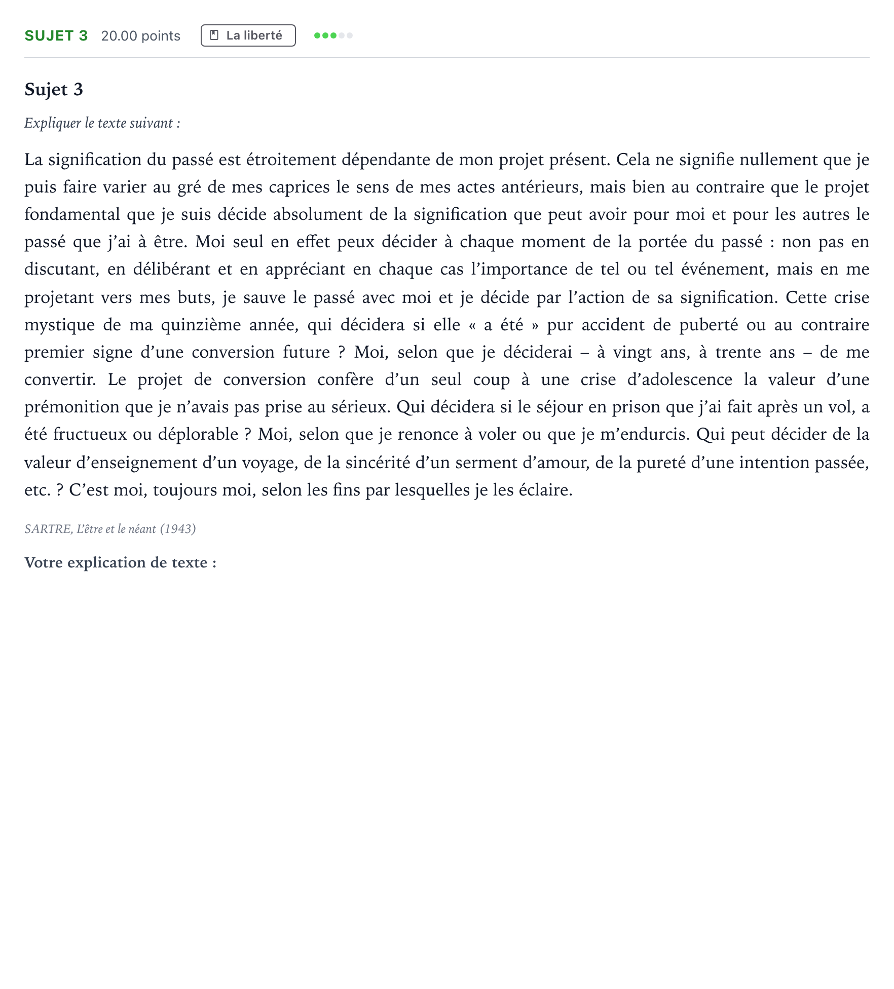 Énoncé: Sujet 3 · Bac Philosophie Amérique du Nord session normale 2025
