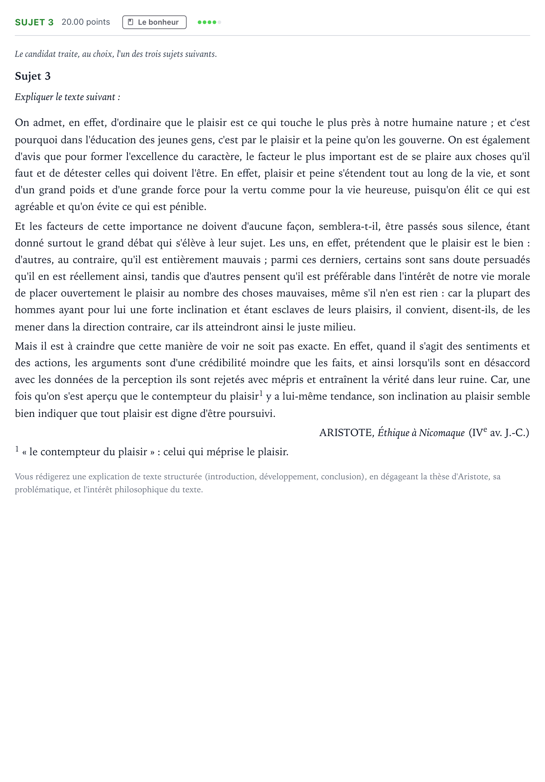 Énoncé: Sujet 3 · Bac Philosophie Antilles-Guyane session normale 2025