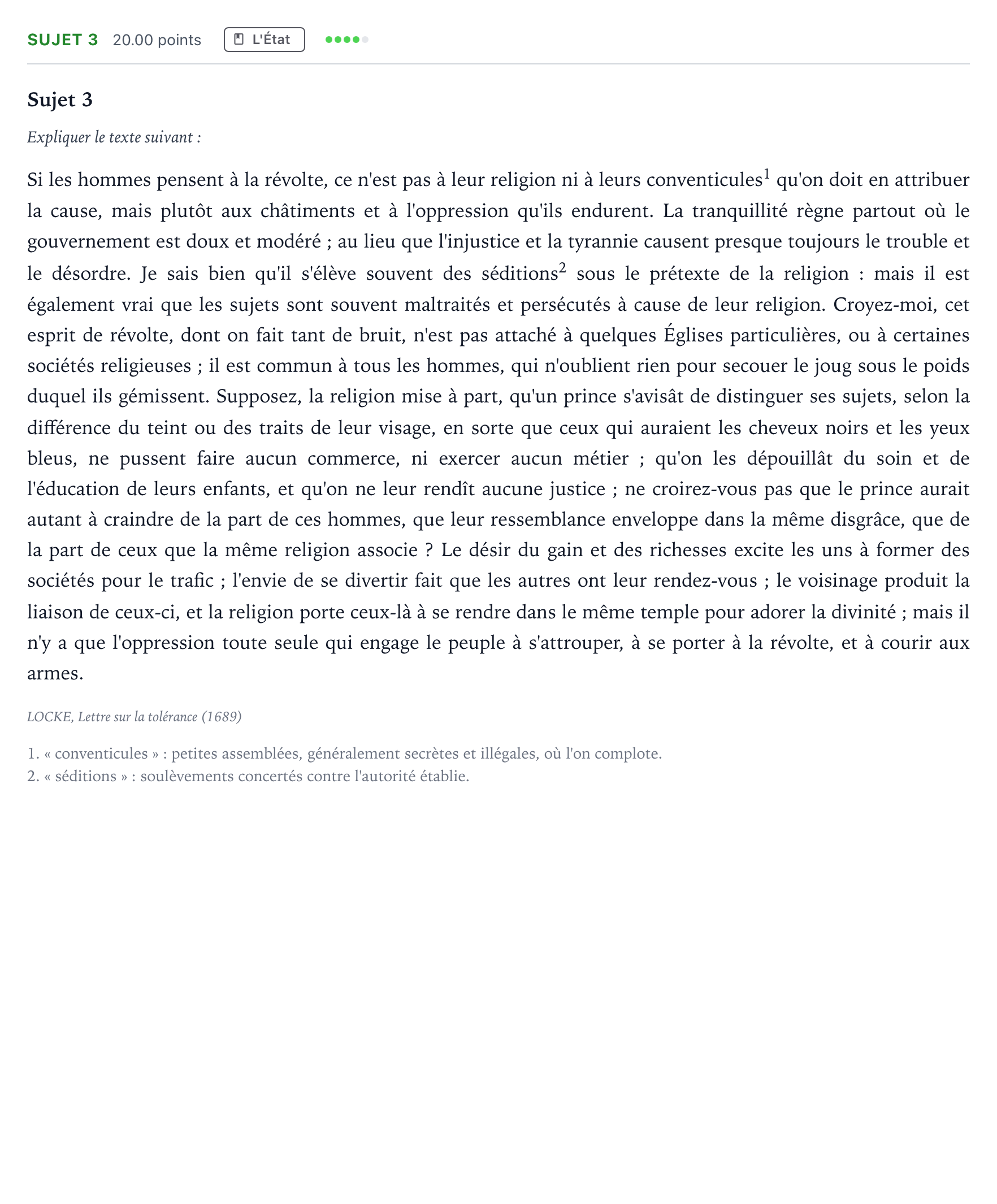 Énoncé: Sujet 3 · Bac Philosophie Antilles-Guyane remplacement 2025