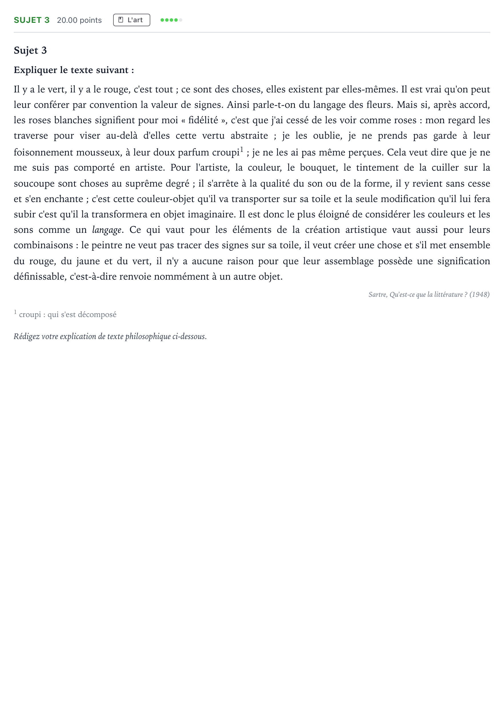 Énoncé: Sujet 3 · Bac Philosophie Asie session normale 2025