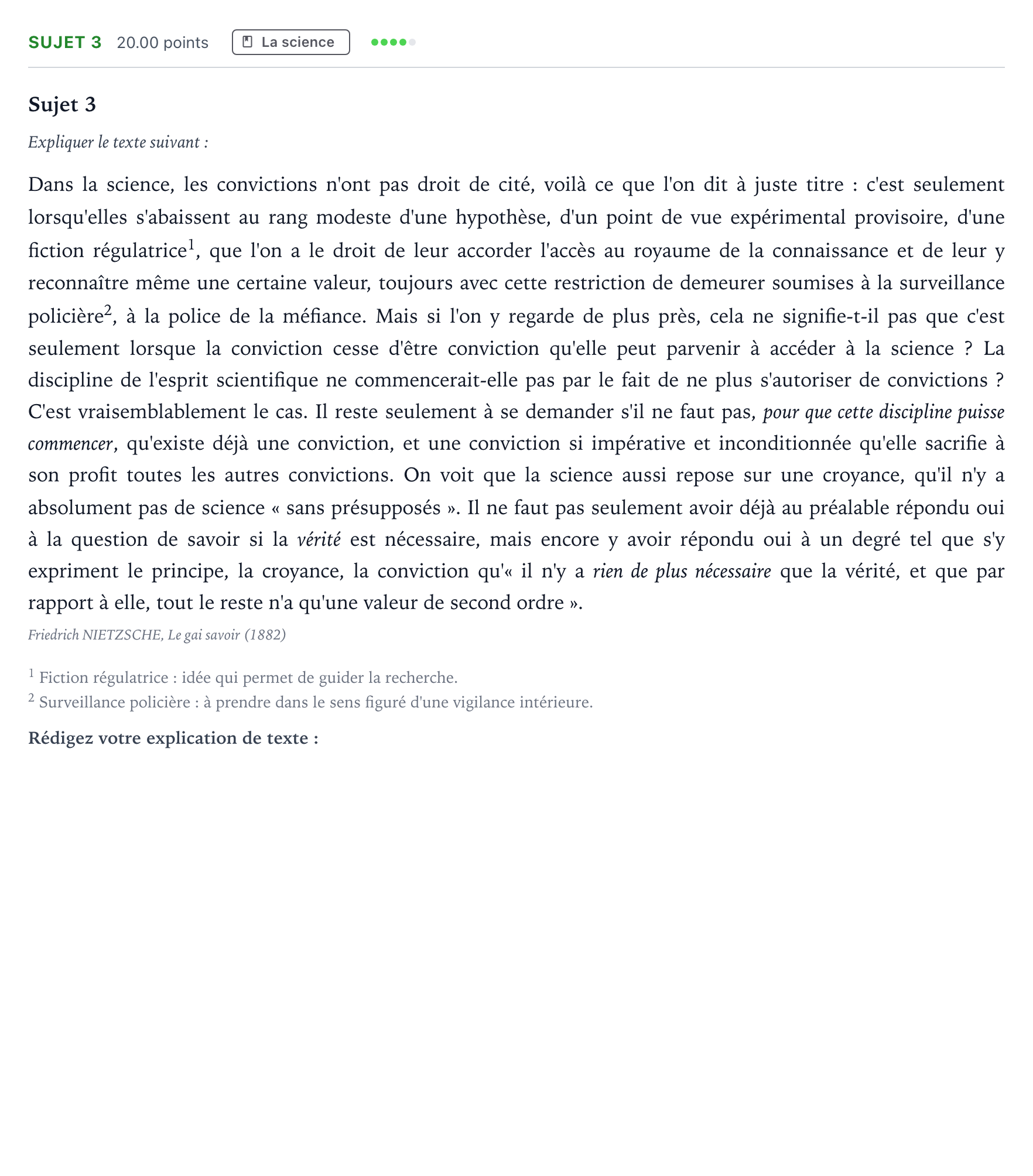 Énoncé: Sujet 3 · Bac Philosophie Métropole Bis remplacement 2025