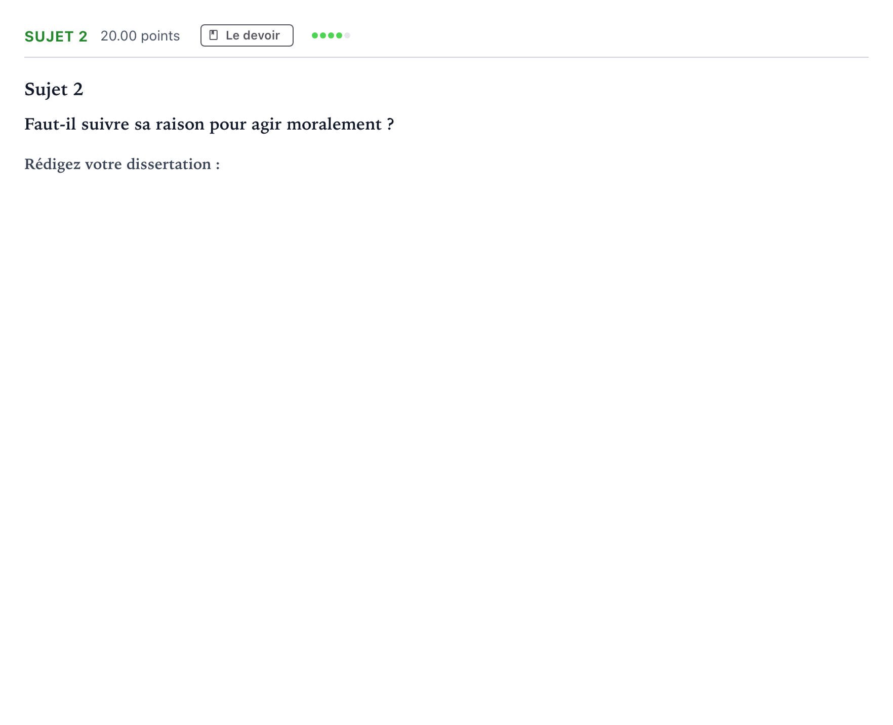 Énoncé: Sujet 2 · Bac Philosophie Métropole Secours 2025